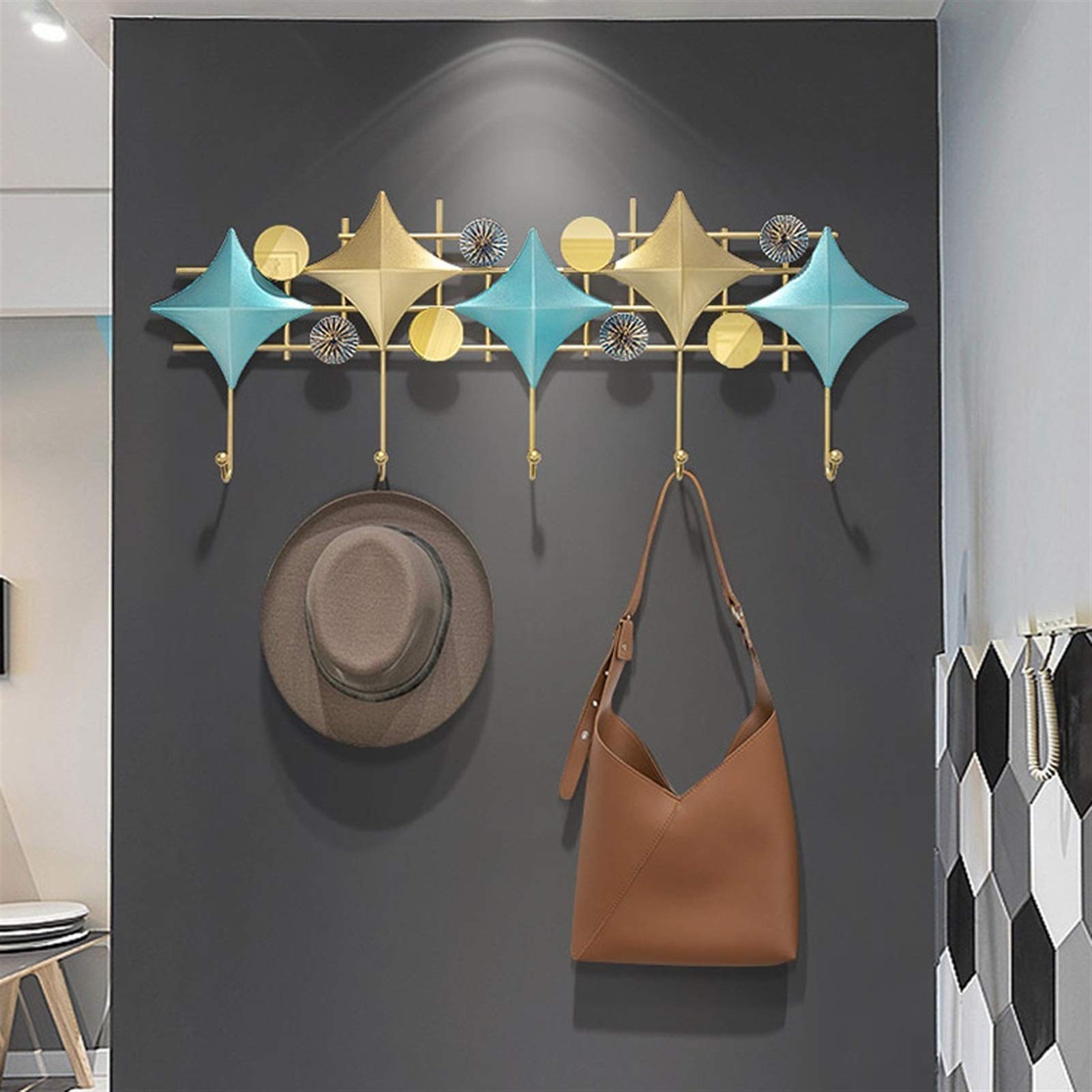 Modern Wall-Mounted Coat Rack with 5 Hooks - Space Saving Entryway Organizer for Hats, Coats & Bags | Perfect for Hallway, Bedroom or Closet Organization