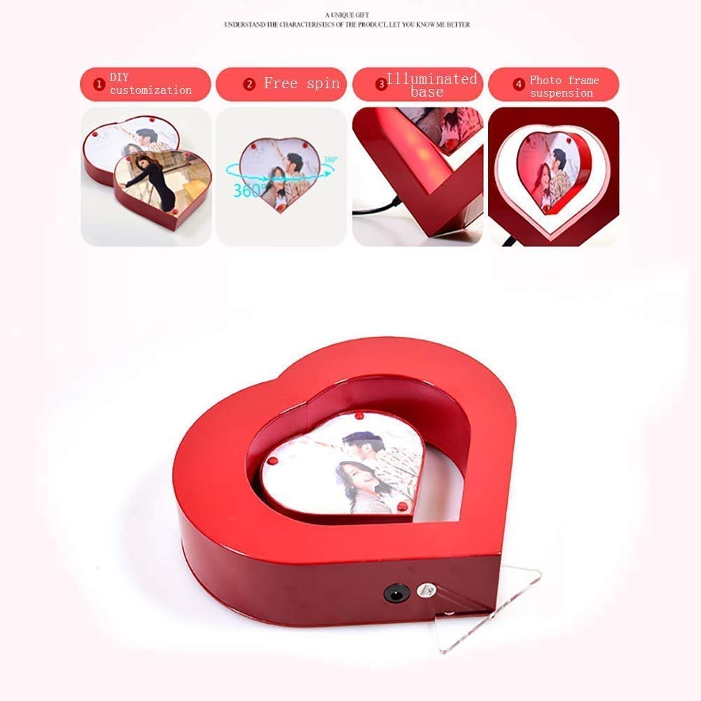 Magnetic Levitation Floating Photo Frame with LED Lights - Heart-Shaped Anti Gravity Display for Home Decor, Gifts & Romantic Moments
