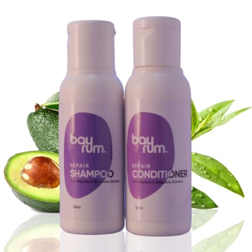 Bayrum Repair Hair Shampoo & Conditioner Set - Sulfate Free Hairfall Control for Damaged Hair with Avocado Extract - Nourishing Treatment for Men & Women - All Hair Types - Paraben & Dye Free Combo Pack (50ml+50ml) | Perfect for Daily Hair Care & Salon-Quality Results at Home