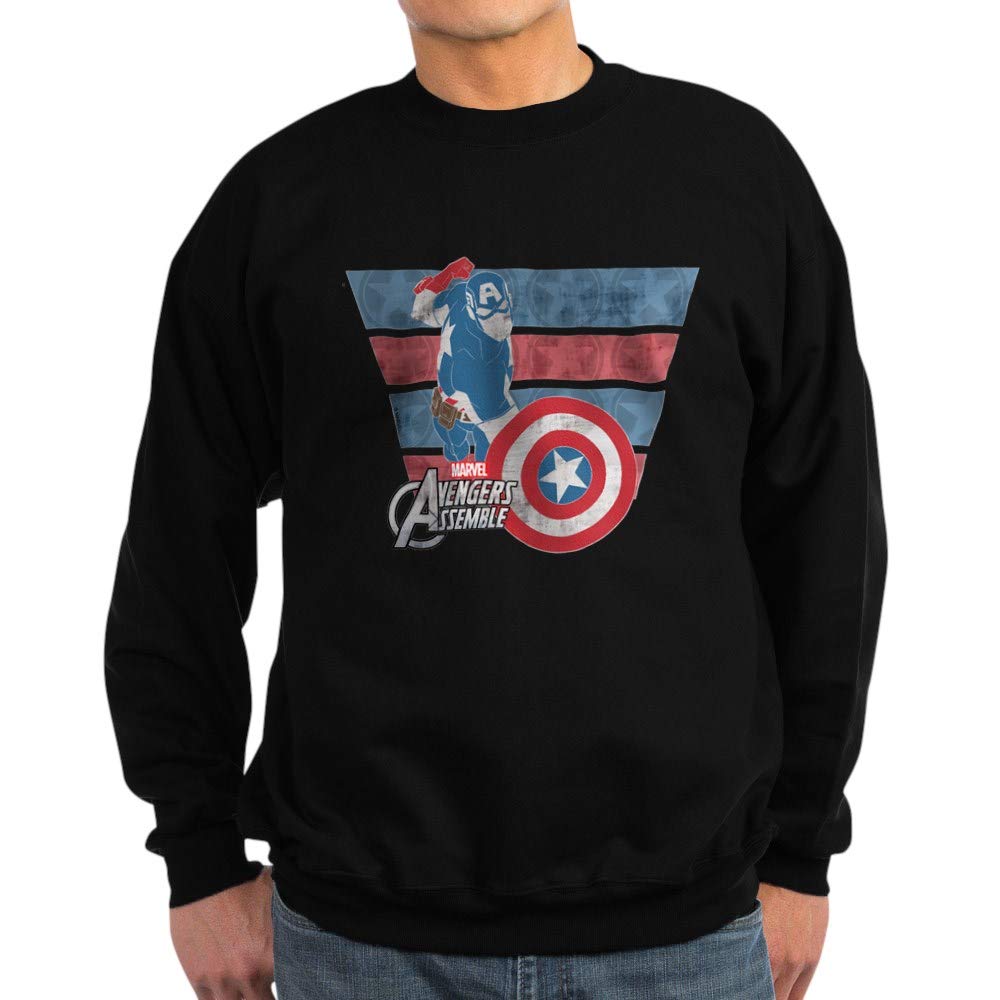 Captain America Sweatshirt - Dark Heather Grey Pullover Hoodie | Marvel Superhero Apparel for Men & Women | Perfect for Cosplay, Comic Con & Casual Wear