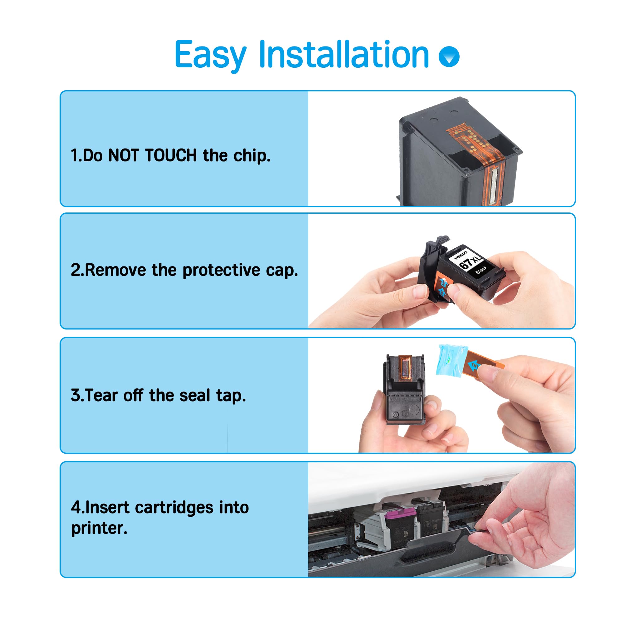 67XL Ink Cartridges Combo Pack - Compatible with HP 67, 67XL, HP67XL - Works with HP DeskJet 2755e, 2755, 2732, 2725, 4155 & Envy 6055, 6075, 6455 Printers - High Yield Replacement Ink for Home & Office Printing