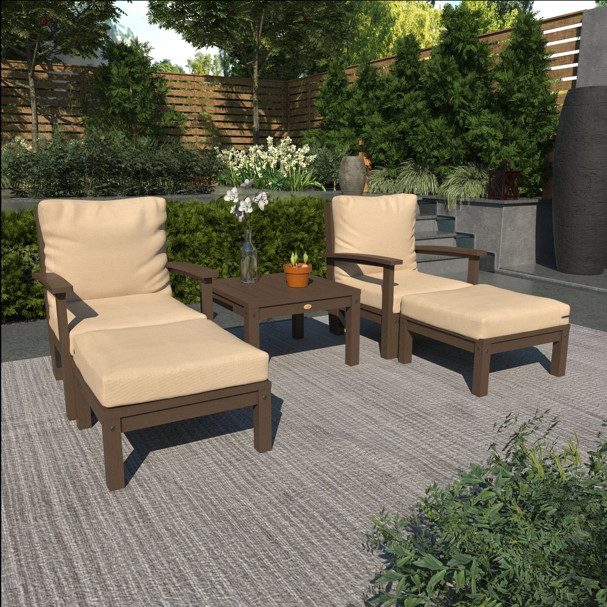 Custom Deep Seating Chaise Lounge Set with Side Table - Outdoor Patio Furniture for Garden, Poolside & Backyard Relaxation
