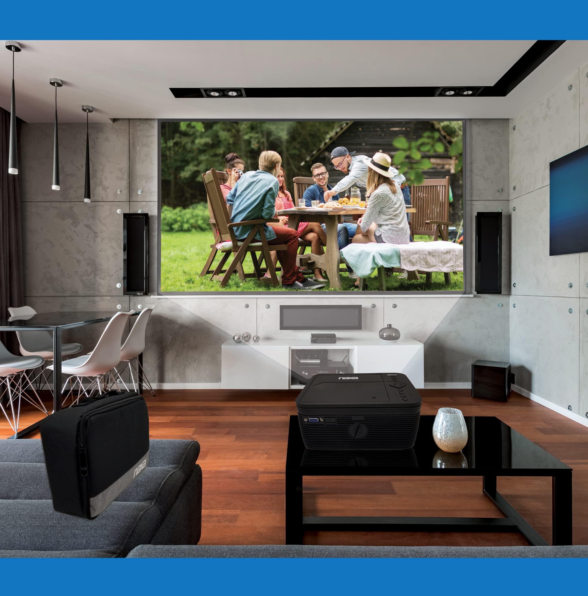 Naxa NVP-2502C 150-inch LCD Projector with Built-in DVD Player - Home Theater & Gaming Projector with Bluetooth, Dual HDMI, USB, MicroSD, VGA - Includes Remote & Carry Case - Perfect for Movies, Gaming & Presentations (Black)