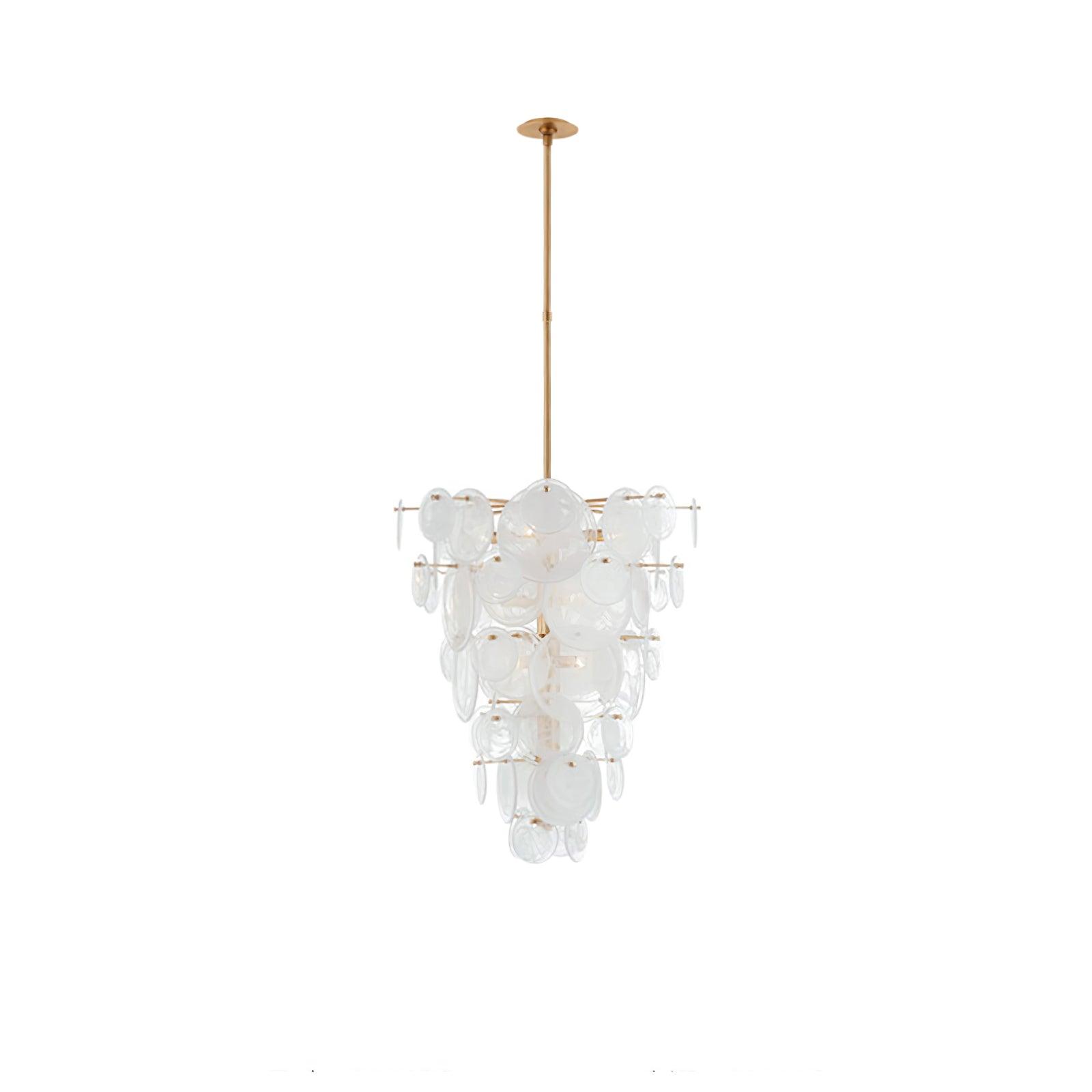 Elegant Brass Discs Cascading Chandelier - Modern Ceiling Light Fixture for Dining Room, Living Room & Bedroom Decor