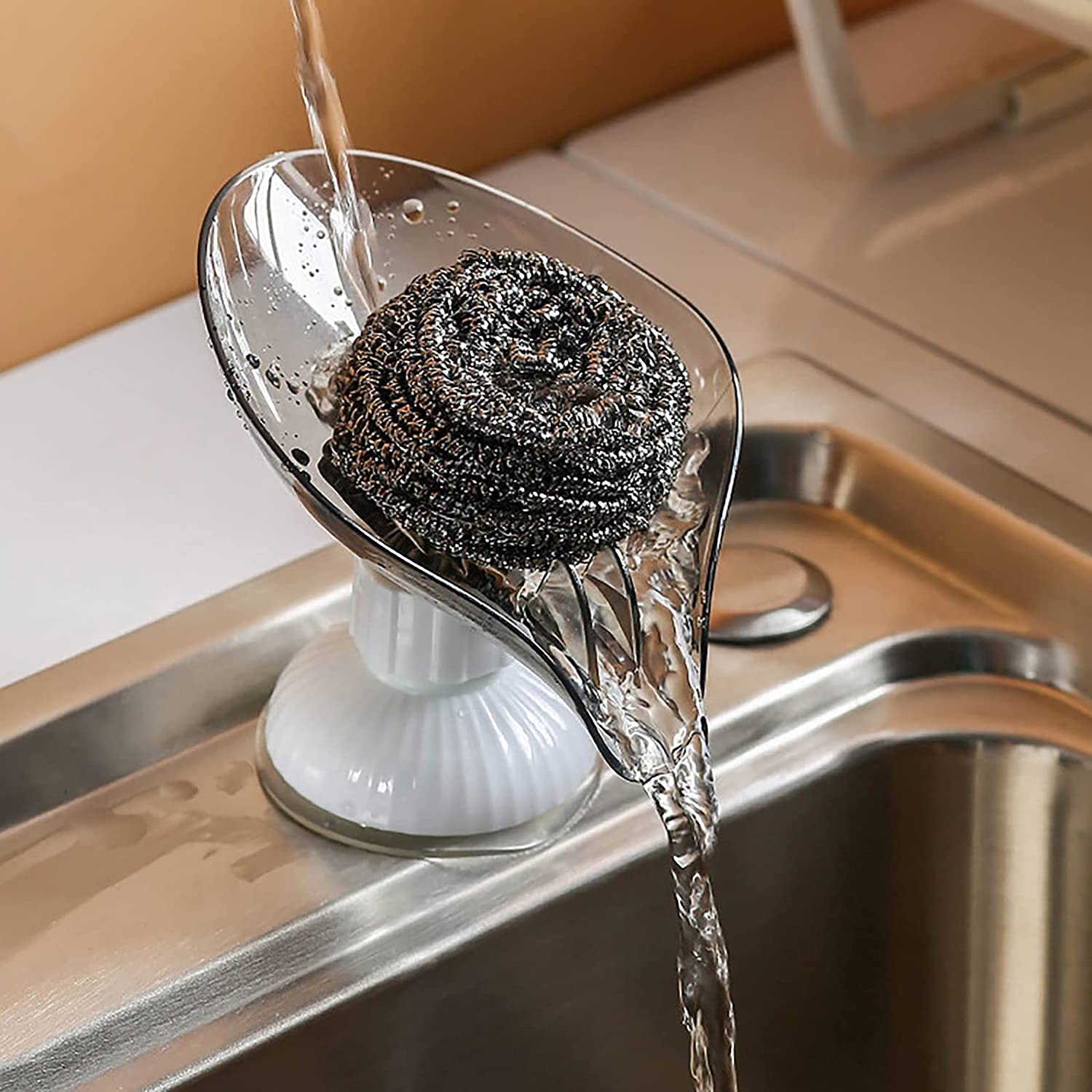 Leaf-Shaped Self-Draining Soap Dish with Suction Cups - Non-Slip Bathroom & Kitchen Soap Holder - Blue Soap Saver Box for Shower, Sink, and Countertop Use