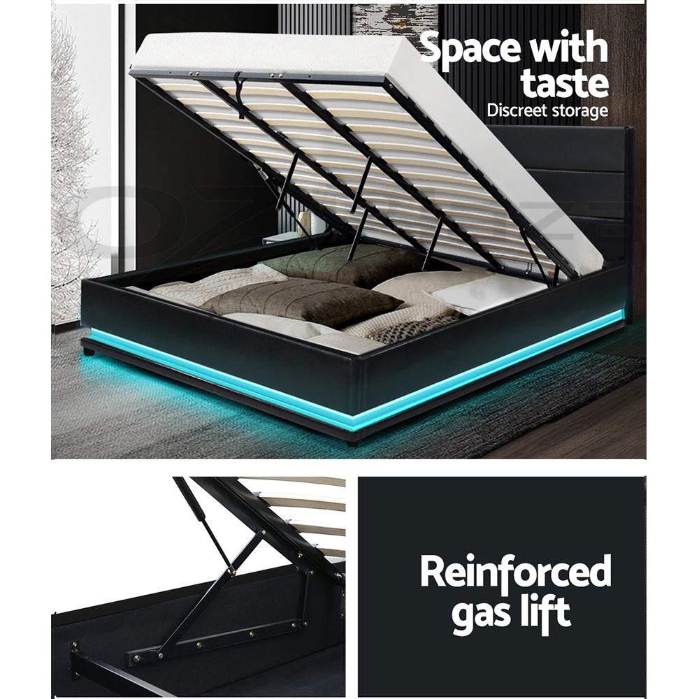King Size LED Bed Frame with Henley Black & Bonita Euro Top Medium Firm Mattress Set - Perfect for Modern Bedrooms, Guest Rooms & Master Suites