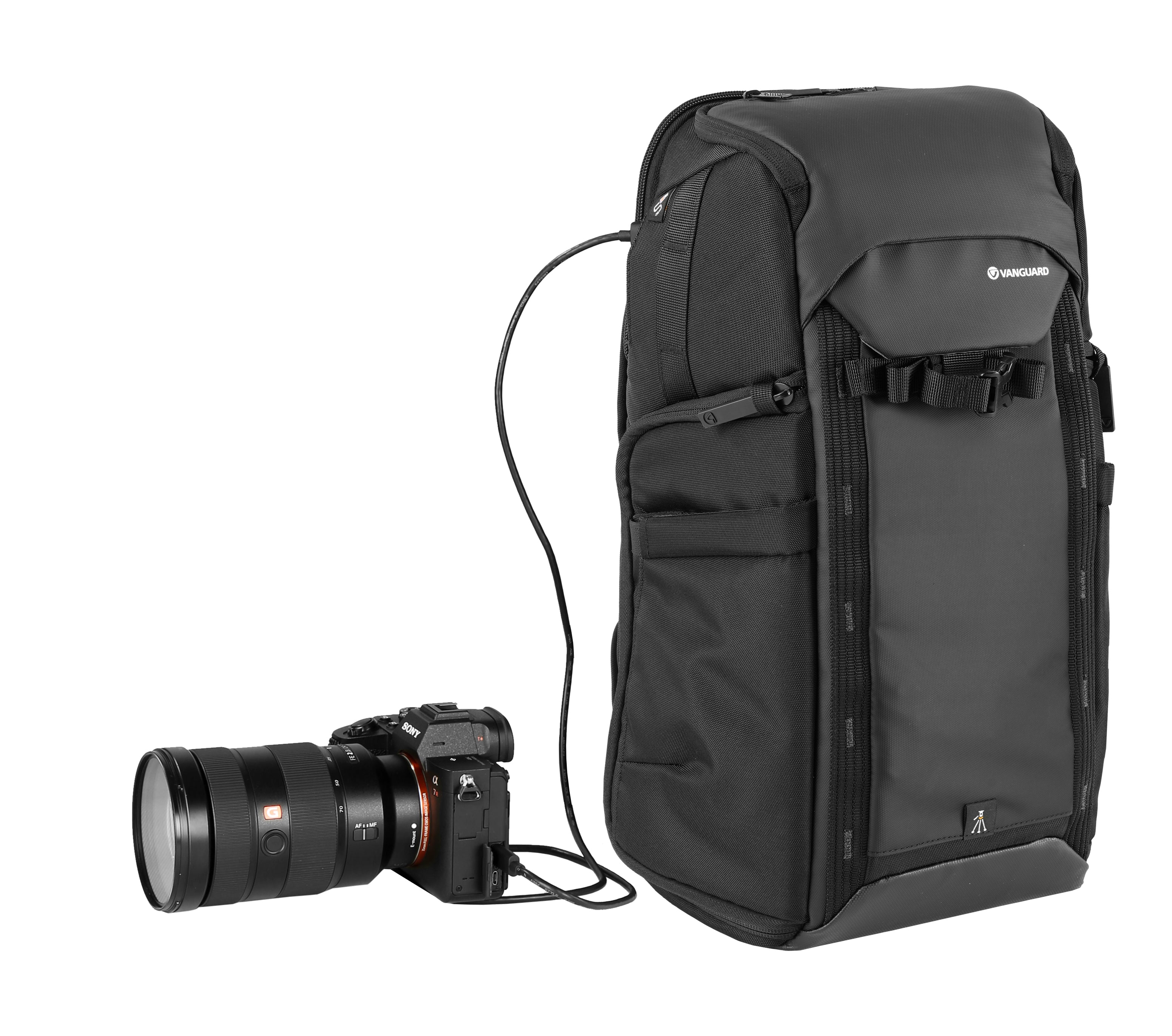 VEO S46 Black Camera Backpack with USB Charging Port & Side Access - Waterproof DSLR Bag for Photographers, Travel & Outdoor Shooting
