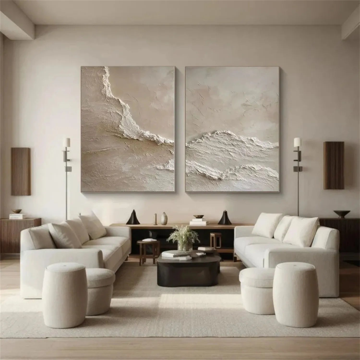 Ocean and Sky Wall Art Set of 2 - Modern Coastal Paintings for Living Room & Bedroom Decor | OS 220