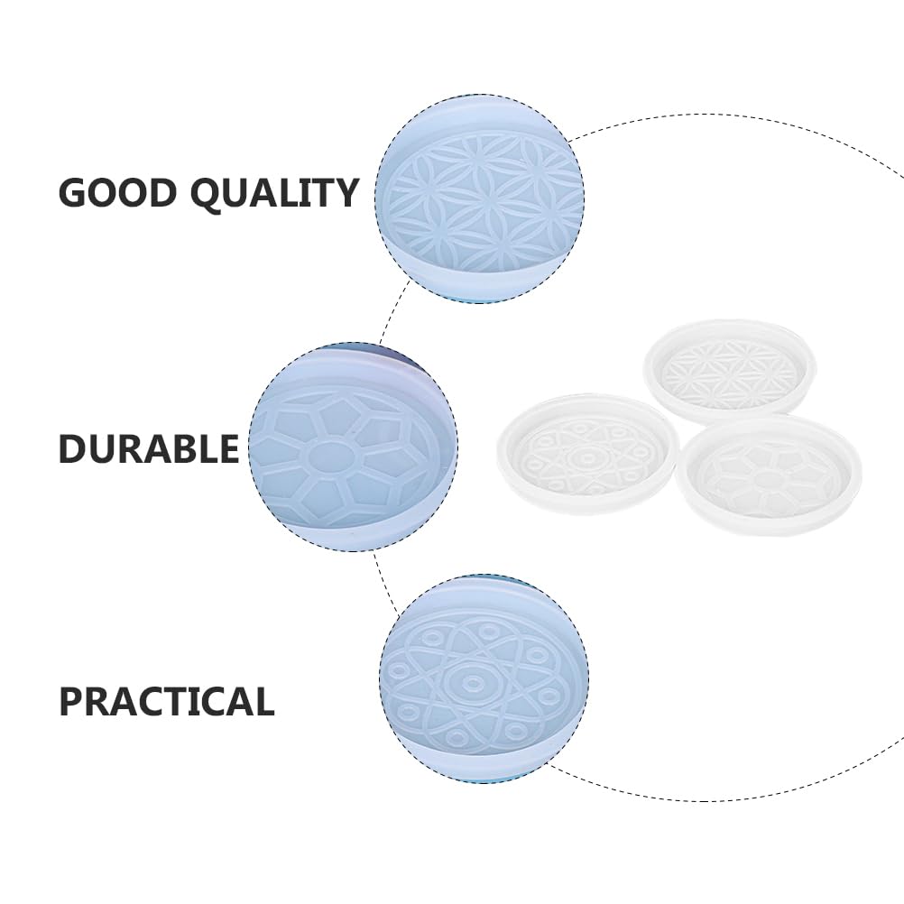 BESPORTBLE 3Pcs Round Silicone Coaster Molds for Resin Casting - DIY Epoxy Coaster Making Kit for Home Decoration, Wedding Favors, and Table Setting Accessories