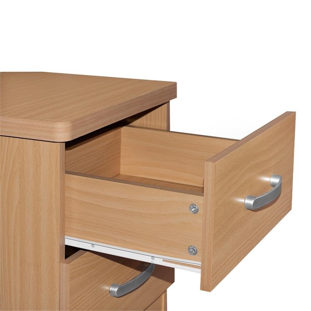 Better Home Products Cindy Faux Wood 2-Drawer Nightstand in Beech Finish - Bedside Table for Bedroom, Living Room & Guest Room Storage
