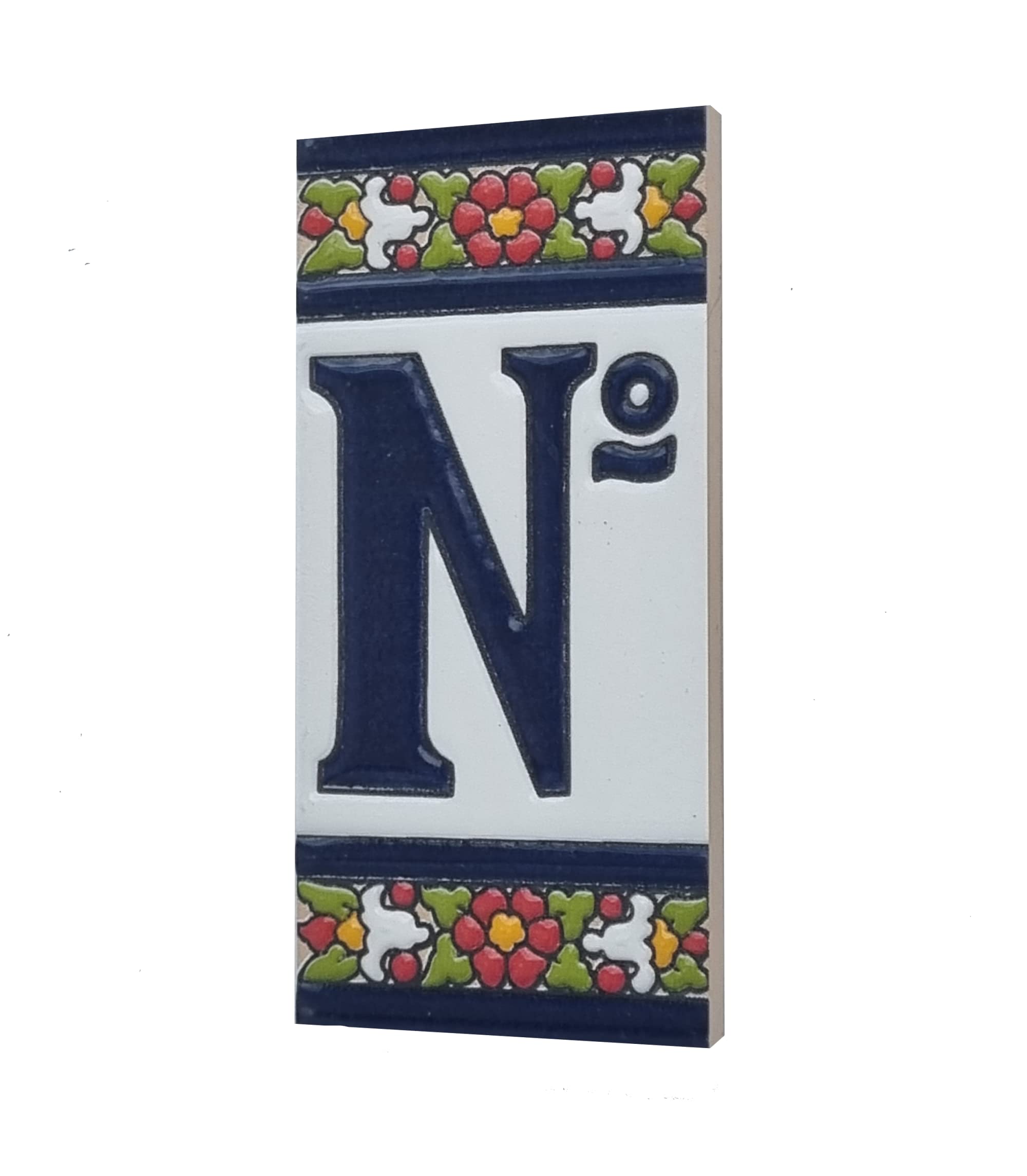 Spanish Floral Ceramic House Number Tiles - Decorative Address Plaques with Ornate Frames for Home Exterior, Garden Gate & Front Door Decor