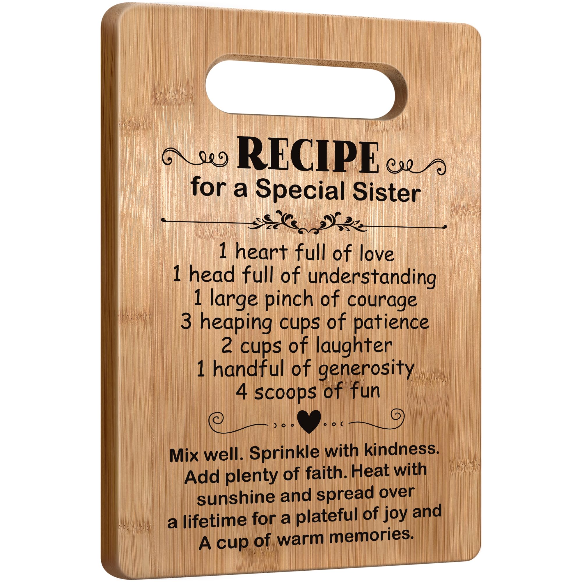 Personalized Sister Birthday Gifts - Best Friendship Gifts for Women - Engraved Wooden Cutting Board - Unique BFF & Soul Sister Present - Perfect for Kitchen, Housewarming & Special Occasions
