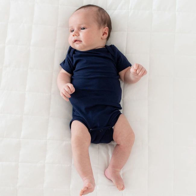 Kyte Baby Short Sleeve Bodysuit - Soft Organic Cotton Onesie for Infants & Toddlers (Navy Blue) - Perfect for Playtime, Daycare & Comfortable Everyday Wear