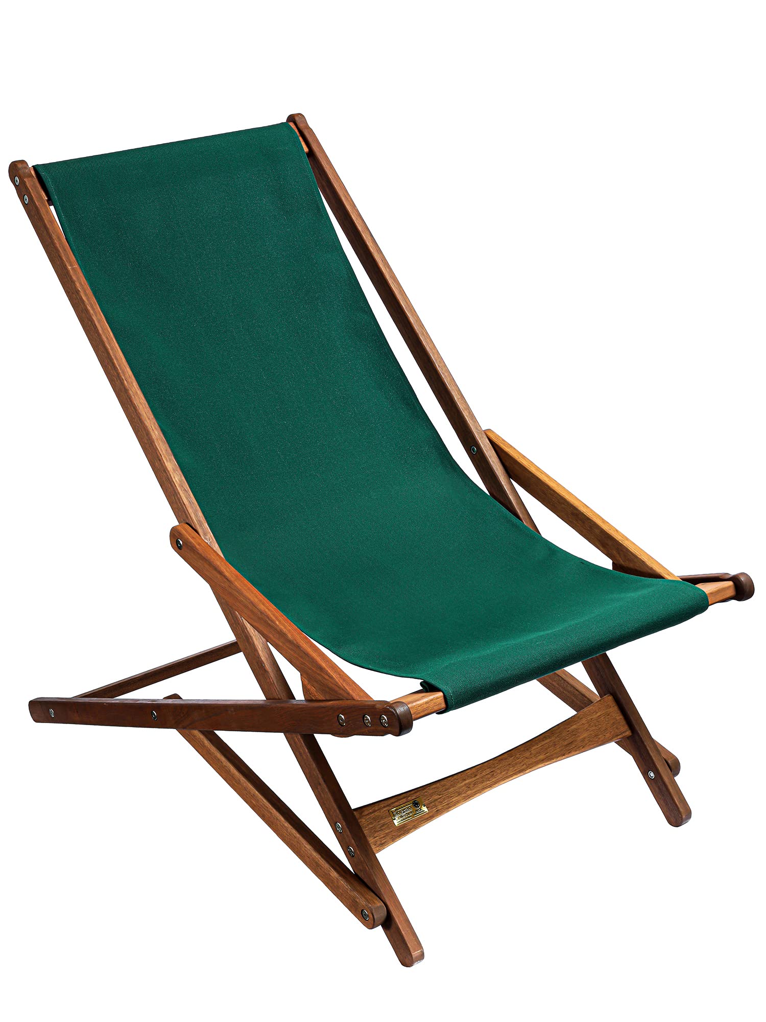 BYER OF MAINE Pangean Glider Chair - Portable Folding Camping Chair for Outdoor, Patio, Beach & Backyard - Lightweight Space-Saving Furniture with 250 lb Capacity - Natural Wood Finish, Green - Perfect for Picnics, Travel & Relaxing in Nature