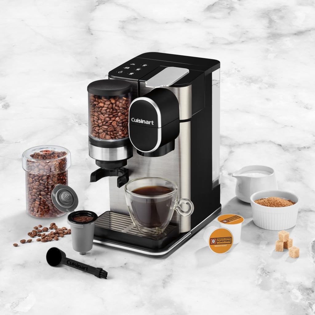 Cuisinart DGB-2SS Single Serve Coffee Maker with Built-in Coffee Grinder, 48oz Removable Water Reservoir, 120V Stainless Steel - Perfect for Home, Office & Small Kitchens
