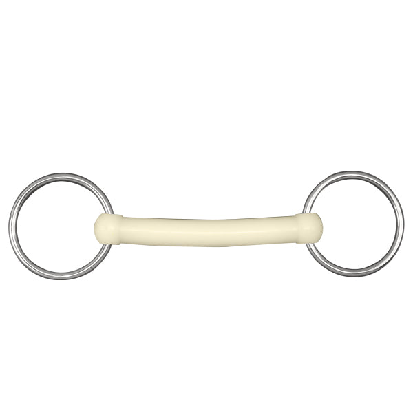 Happy Mouth Plain Mullen Loose Ring Bit for Horses - Gentle Training Bit for Dressage, Jumping & Trail Riding - Comfortable Rubber Mouthpiece for Sensitive Horses