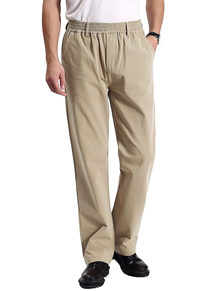 Ylingjun Men's Stretch Jeans with Elastic Waistband - Relaxed Fit Straight Leg Denim Pants for Casual Wear | Perfect for Work, Weekend & Everyday Comfort