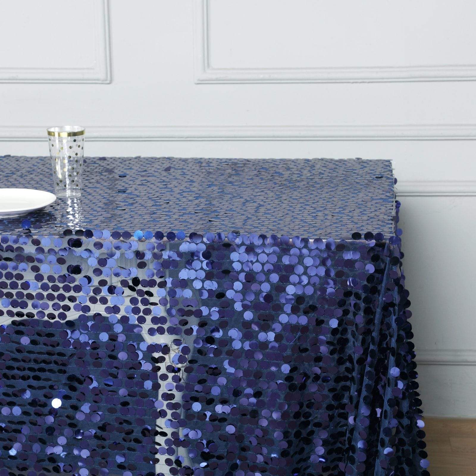 90x132 Inch Large Payette Sequin Rectangular Tablecloth - Glamorous Dining Table Cover for Weddings, Parties & Holiday Decorations