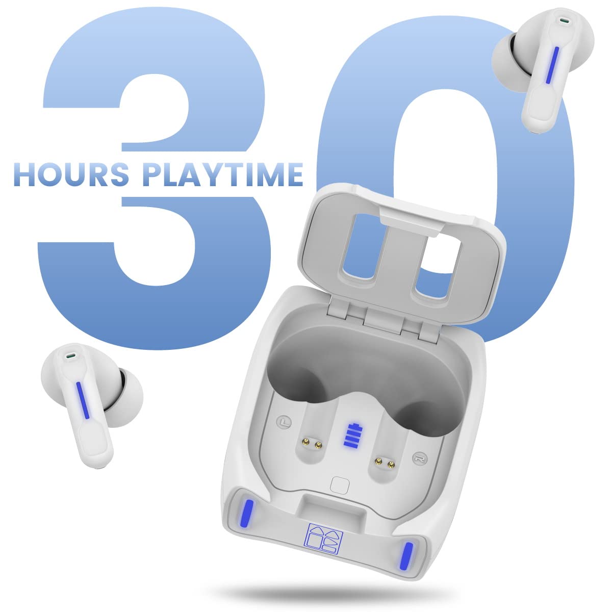 SW4 Wireless Earbuds for PC, Computer & Laptop - Bluetooth 5.0 with USB Dongle - 30ms Low Latency Gaming Headset with Mic - App Control - Noise Cancelling Work Headphones for Office, Zoom Calls & Online Meetings (White)