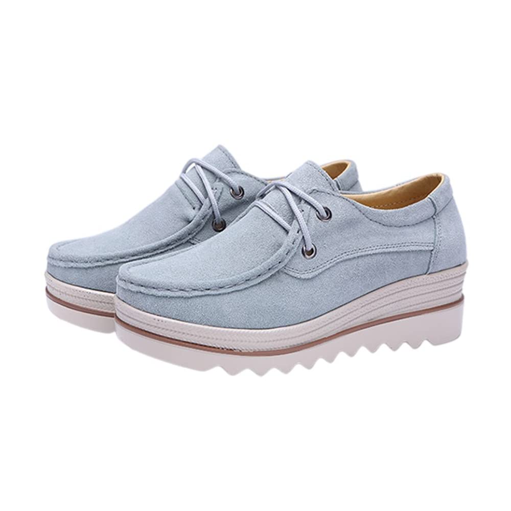 Veroders Women's Suede Platform Loafers - Slip-On Wedge Penny Loafers with Breathable Mesh for Walking | Comfortable Low Top Sneakers for Work, Travel & Casual Outfits