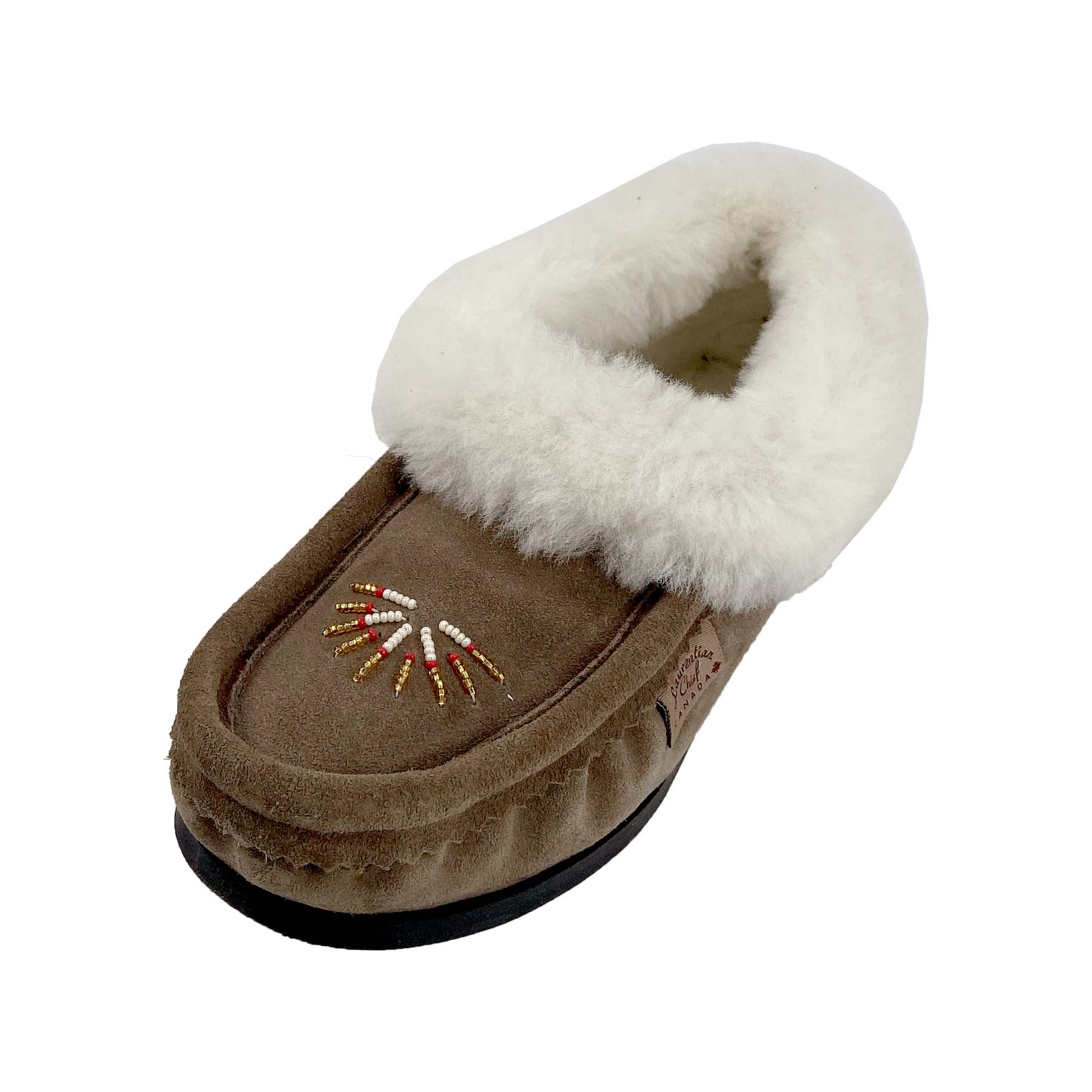 Women's Comfortable Smoke Beaded Rubber Sole Sheepskin Slippers - Cozy Indoor/Outdoor House Shoes for Winter & Lounge Wear