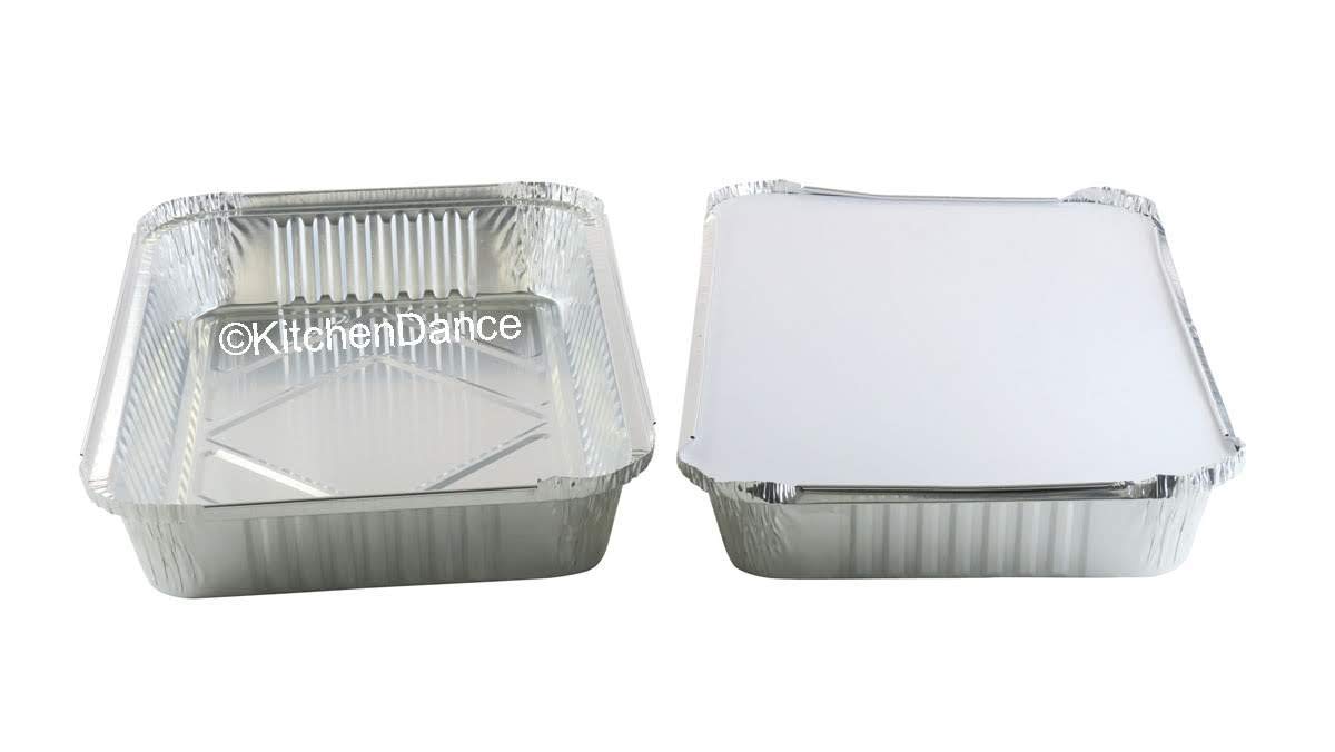KitchenDance Disposable Colored Aluminum Oblong Baking Pan with Lid - 4 lbs Foil Pans for Cooking, Storing & Meal Prep - Silver Oblong Pan for Home & Restaurant Use - Perfect for Casseroles, Lasagna & Party Food #52180L (200 Pack)