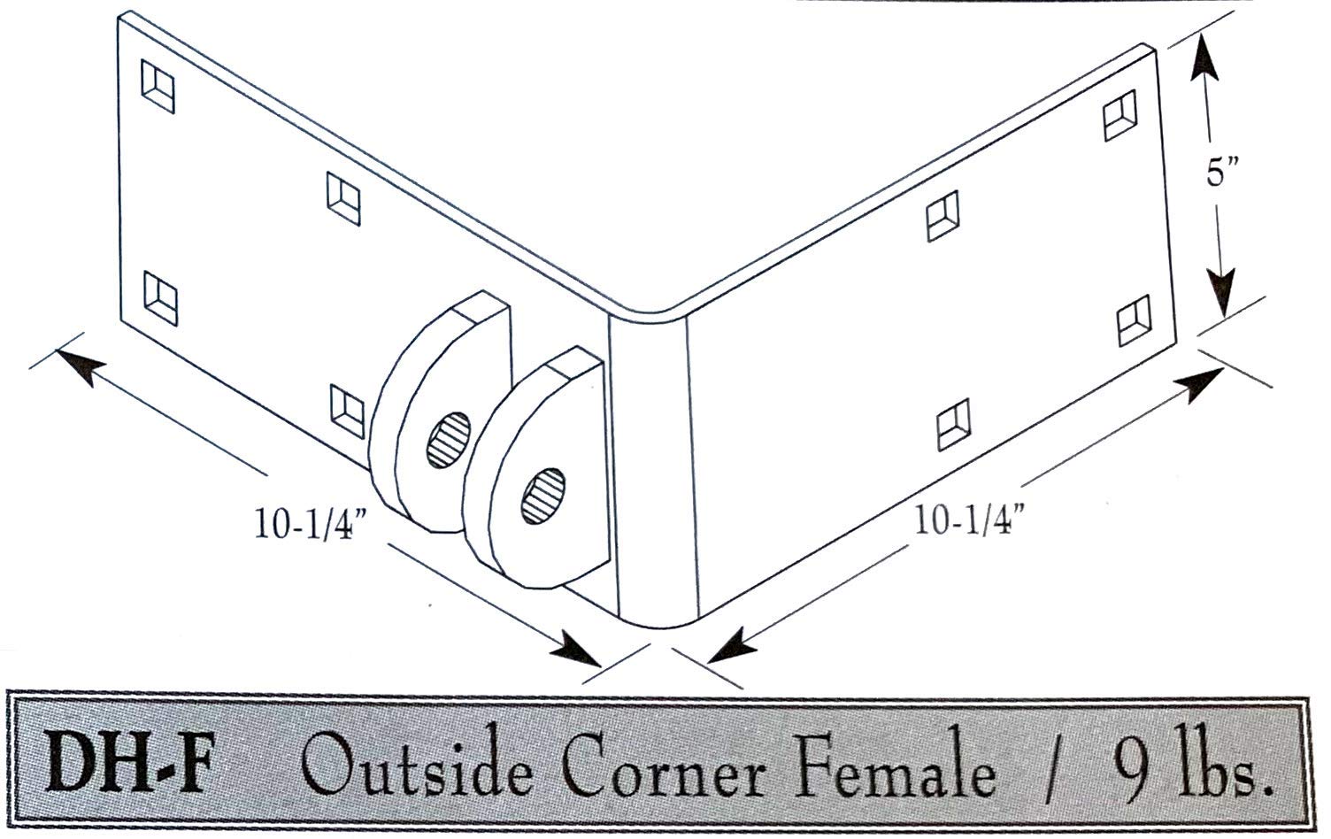 Outside Corner Female Floating Dock Connector Hinge (DH-F) - Heavy Duty Marine Hardware for Boat Docks, Piers & Waterfront Structures