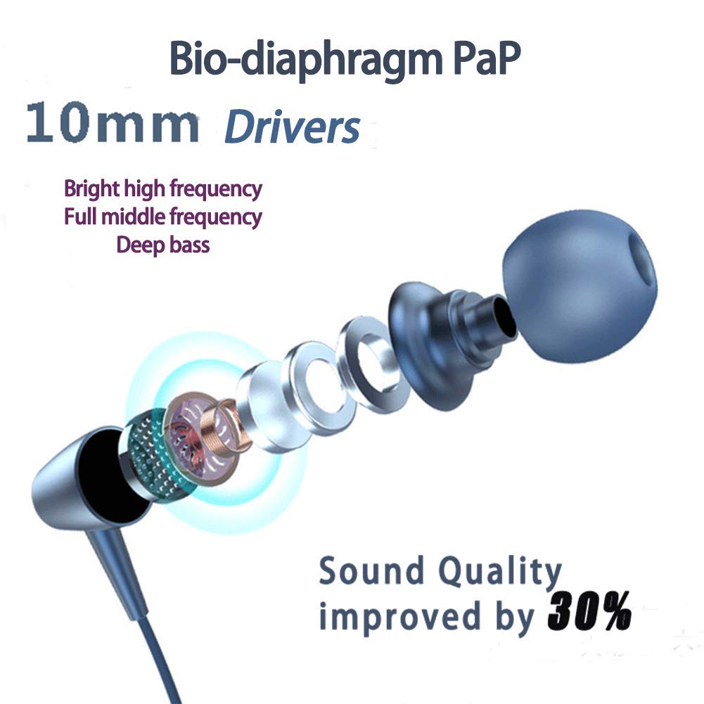 Wireless Bluetooth 5.0 Neckband Headphones with 20-Hour Playtime, 10mm Drivers, Magnetic Earbuds & Noise Cancelling Mic - Sweatproof, Lightweight for Running, Gym & Commuting (Blue)