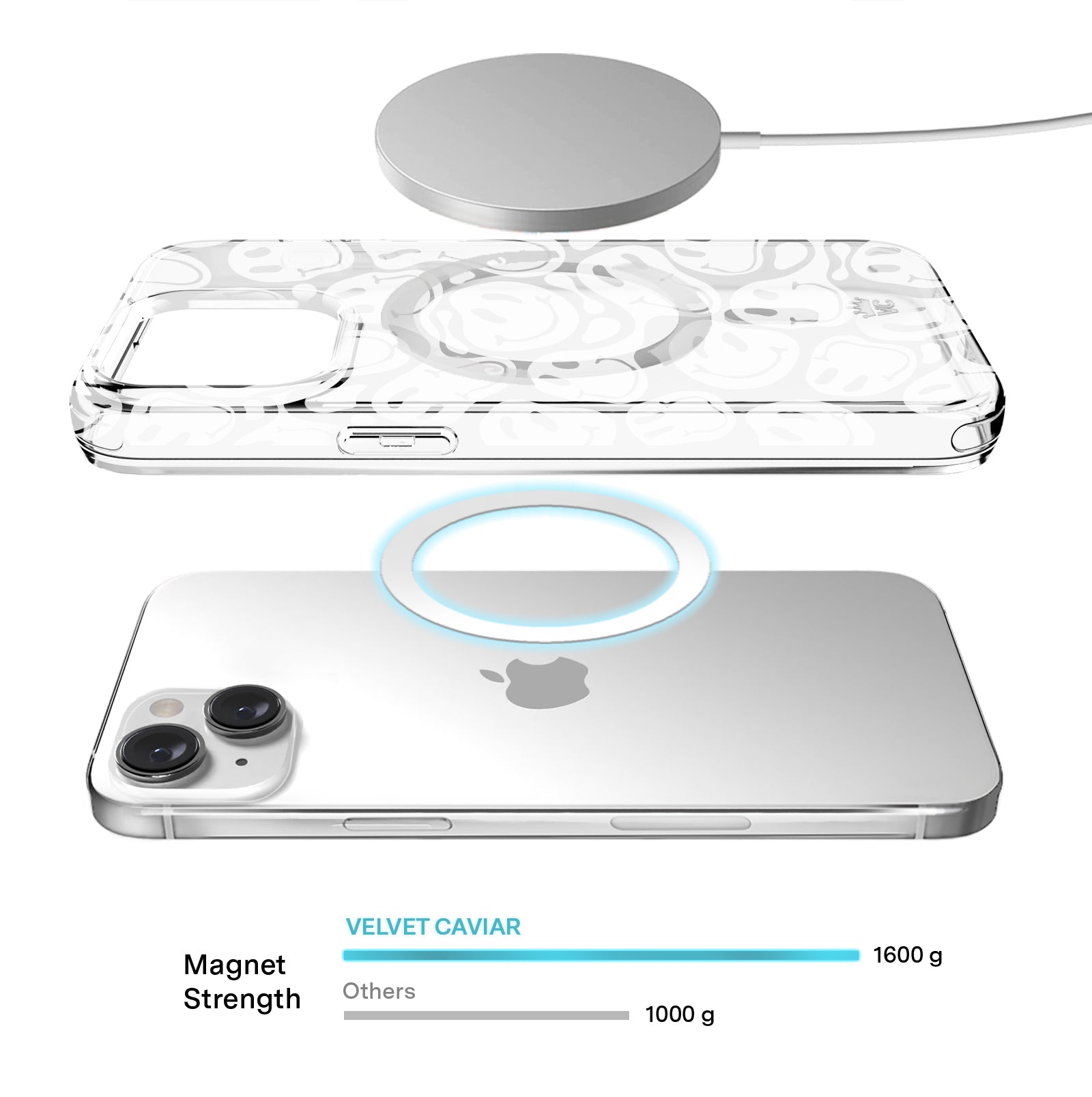 Frosted Clear Smiley Face iPhone Case - Durable Protective Cover for iPhone 12/13/14/15 - Cute & Trendy Design for Everyday Use, School, or Gifts