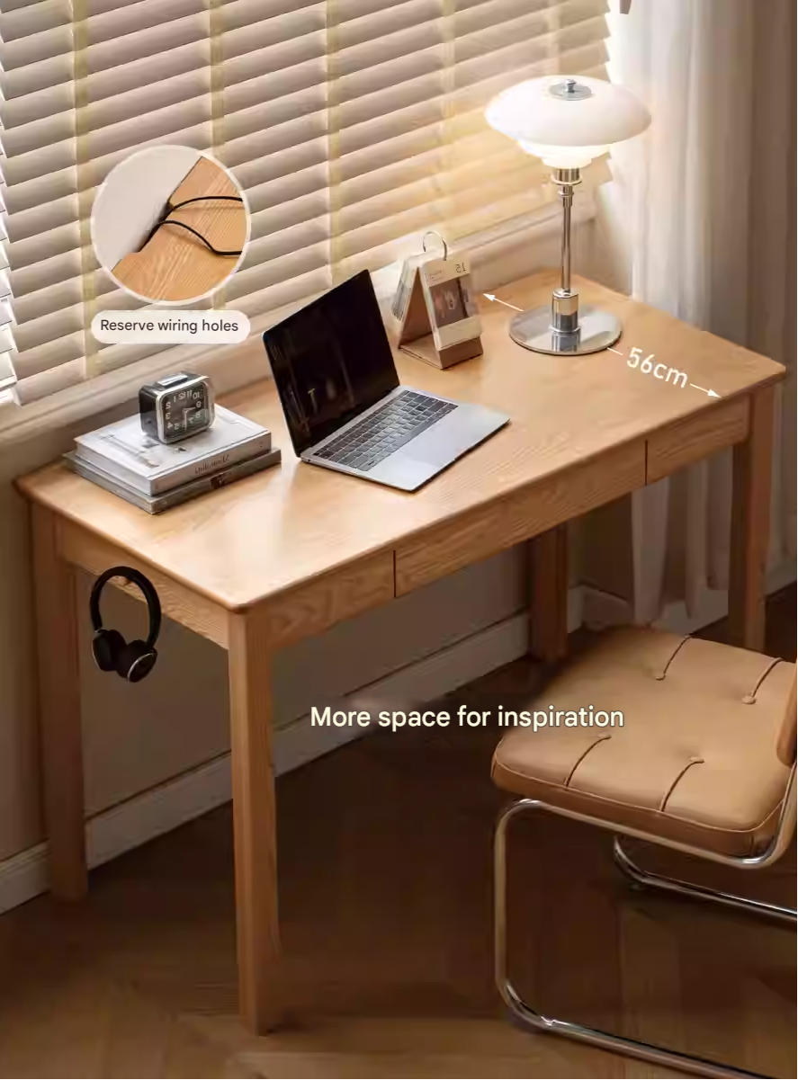 Premium Oak Solid Wood Office Desk - Durable & Stylish Home Office Furniture for Work & Study