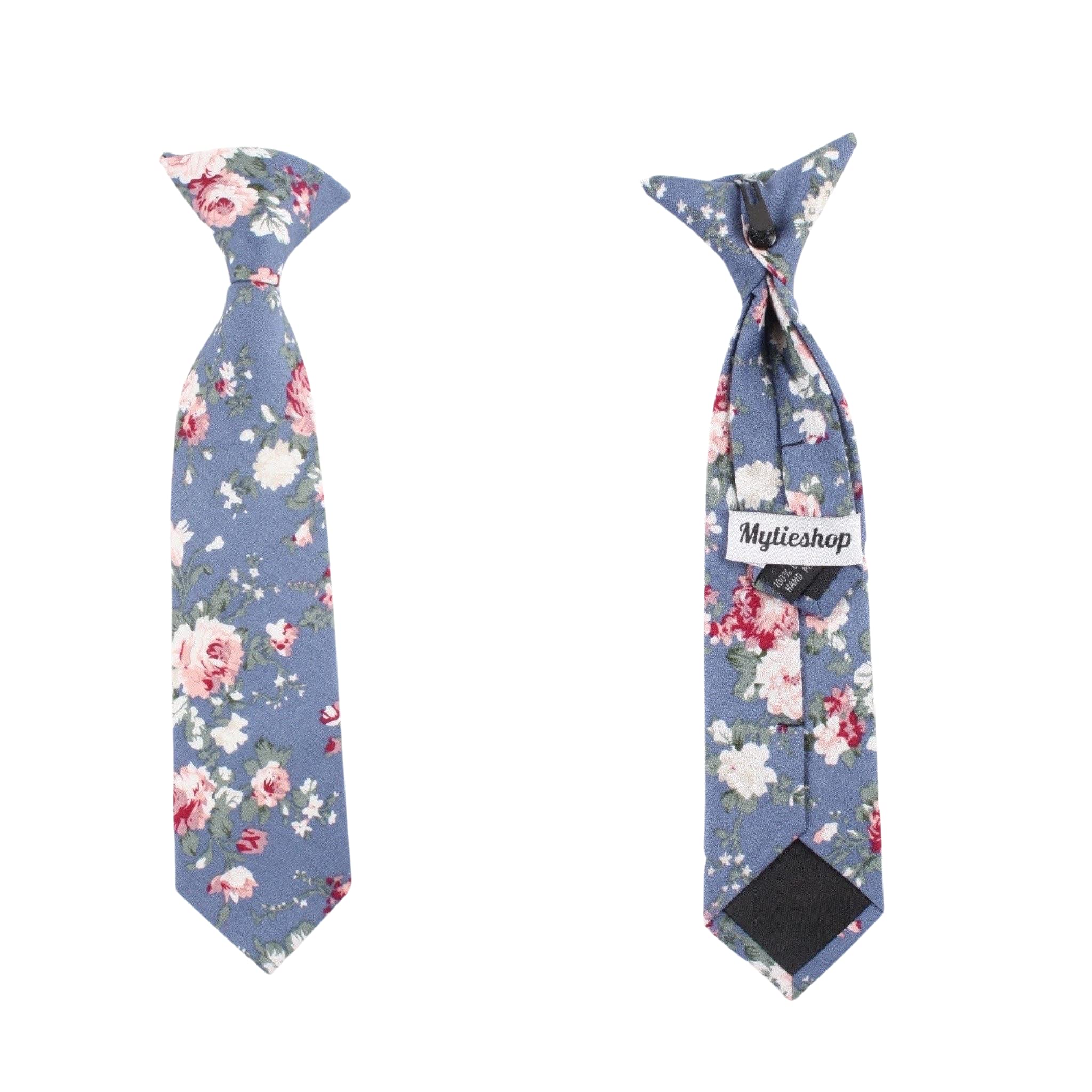 Kids Floral Clip On Tie - 2.3 Inch Adjustable Boys Necktie for Formal Events, School Photos & Special Occasions