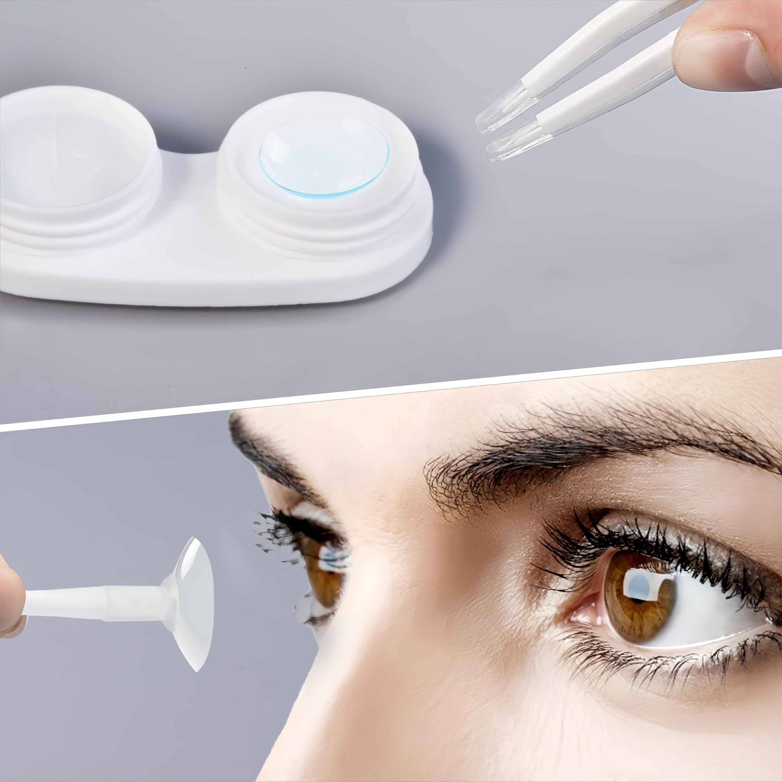 Travel Contact Lens Case with Mirror & Tweezers - Purple for On-the-Go Care