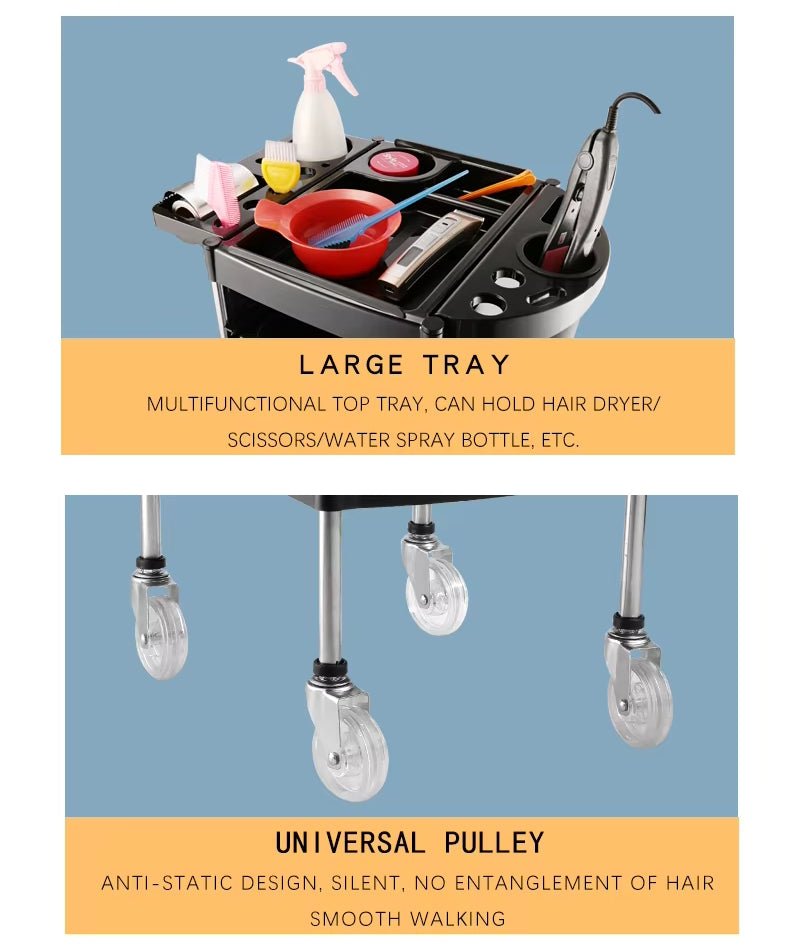 Greenlife Salon Trolley Cart - Aluminum Board with Silicone Hair-Free Wheels & ABS Trays, 4 Drawers (Model Star 461) - Perfect for Hair Salons, Barber Shops, and Mobile Stylists