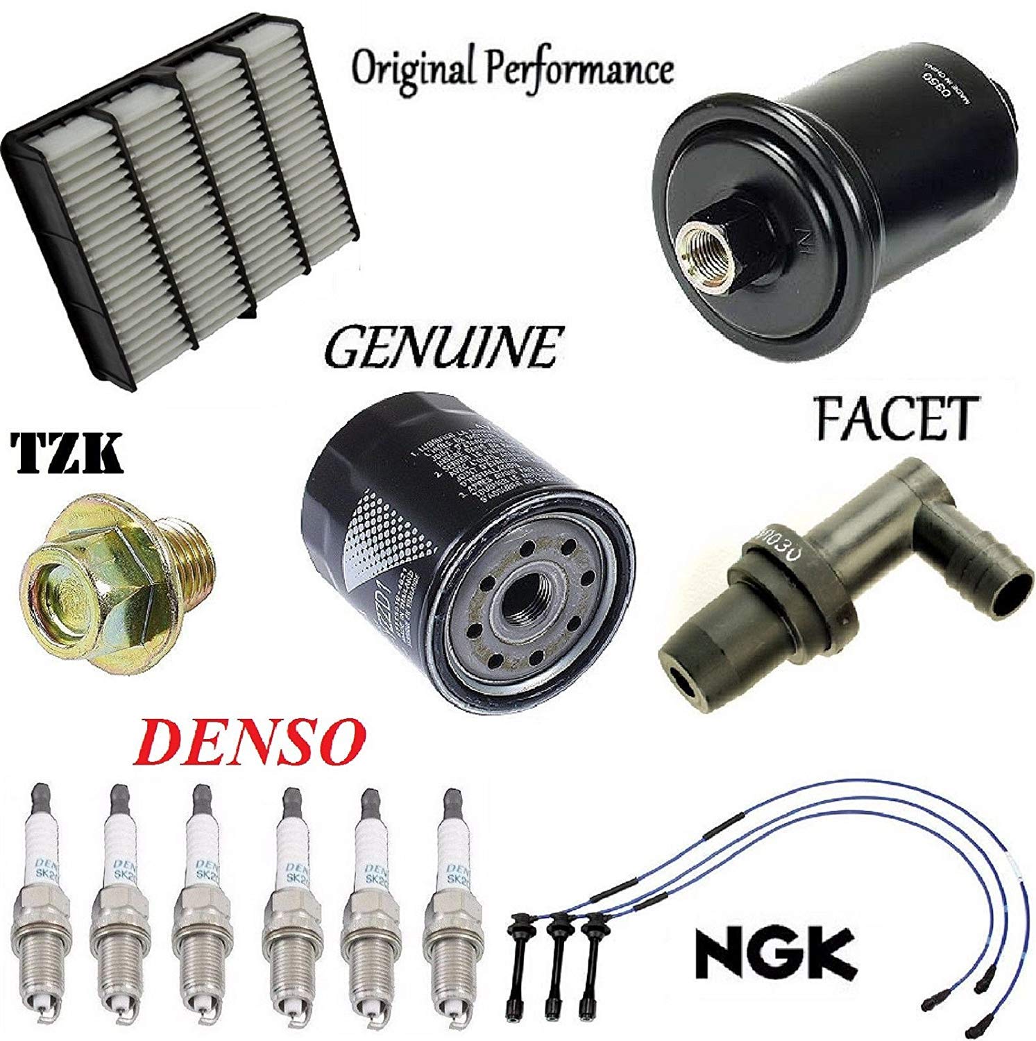 Toyota Tacoma 3.4L Tune Up Kit (1995-2004) - Air Filter, Oil Filter, Fuel Filter & Spark Plugs with Wires | Complete Engine Maintenance Kit for Improved Performance & Fuel Efficiency