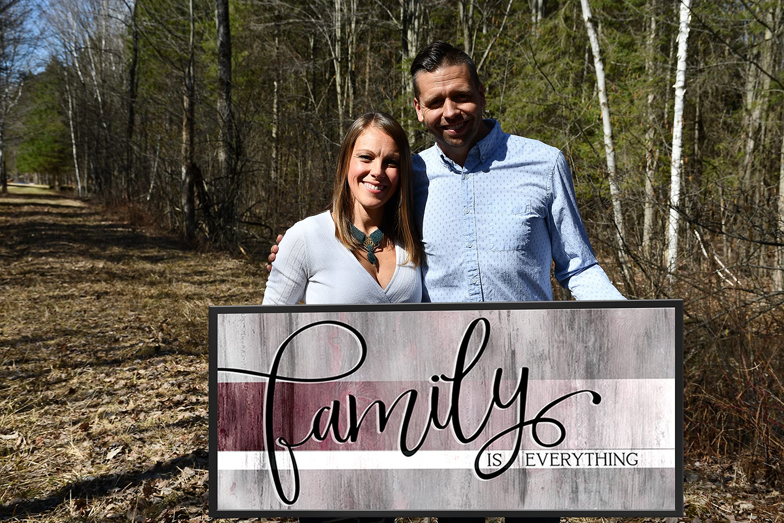 Farmhouse Family Wall Art - Wine Red Canvas Decor for Living Room