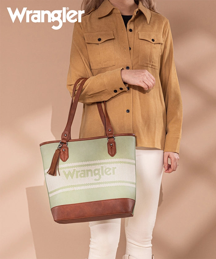 Wrangler Embroidered Canvas Tote Bag for Women - Durable & Stylish Shopping, Beach & Travel Tote - Perfect for Work, Gym & Daily Use