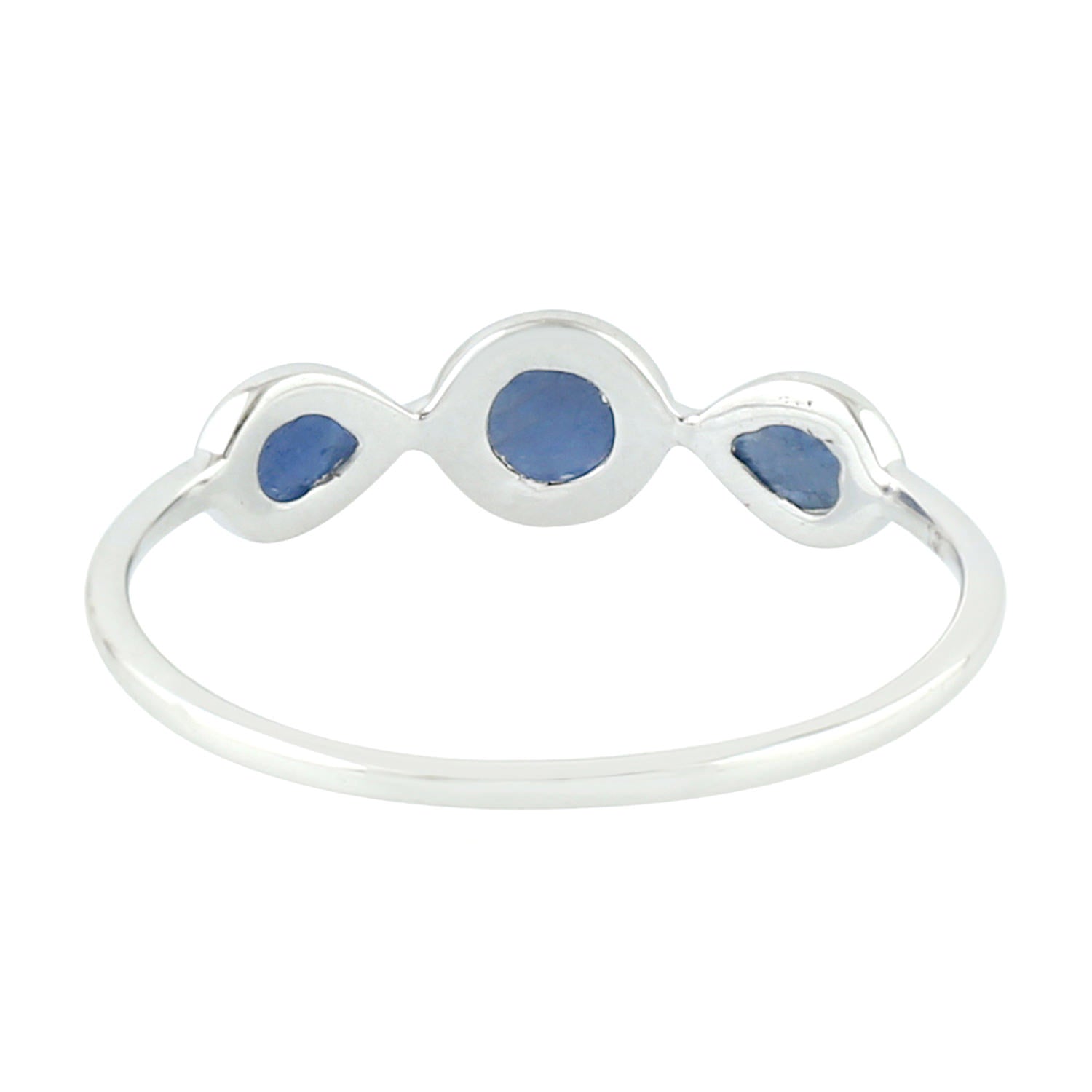 14K White Gold Bezel Set Sapphire Three Stone Ring - Elegant Wedding, Engagement, or Anniversary Gift for Women