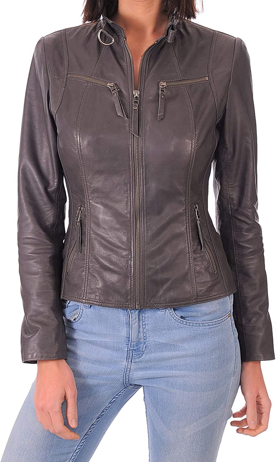 Louis Marche Genuine Lambskin Leather Jacket for Women - Stylish & Soft Real Leather Jacket - Perfect for Casual Outings, Date Nights & Fall Fashion