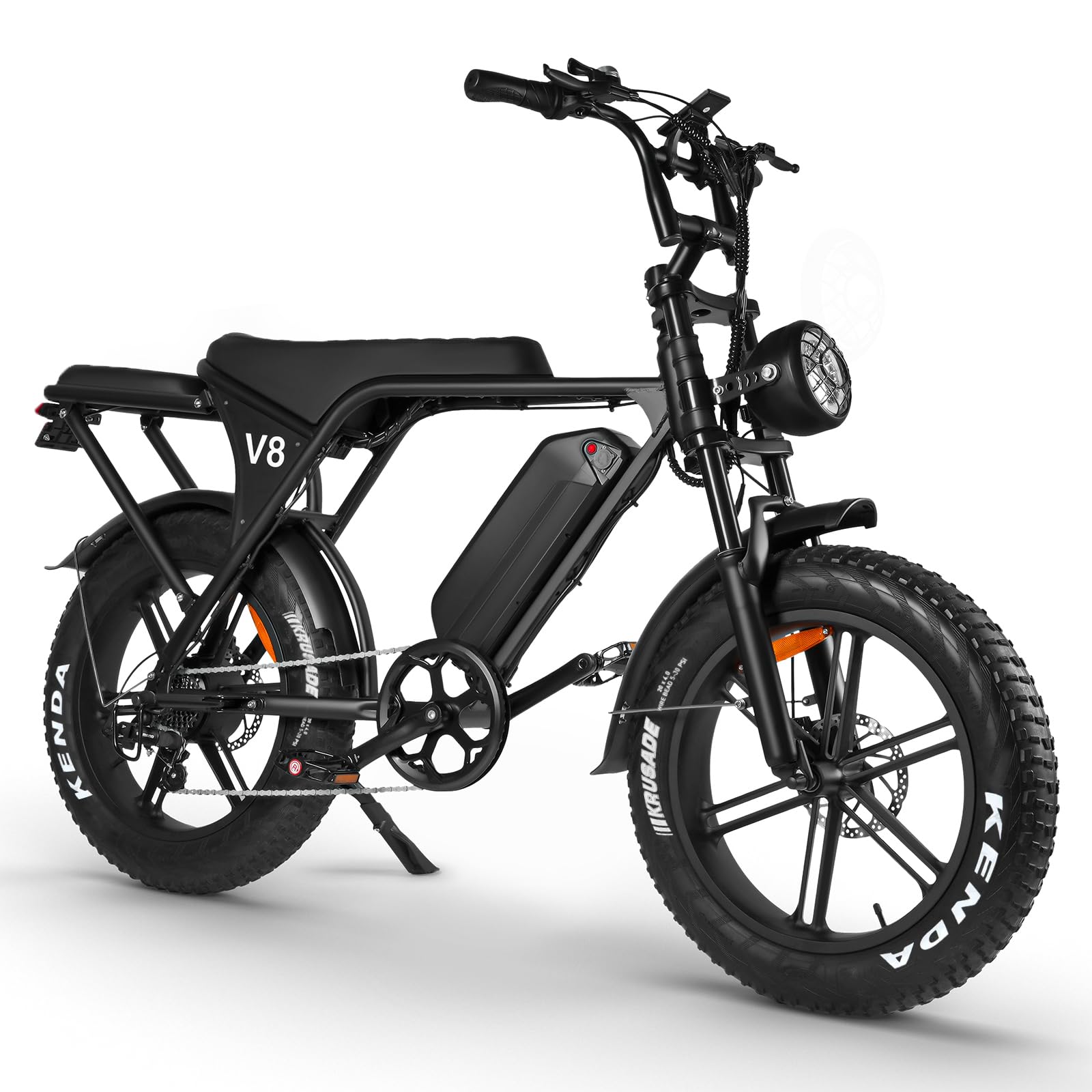 V8 Electric Bike for Adults - 750W Brushless Motor Fat Tire E-Bike, 48V 15Ah Removable Battery, 20