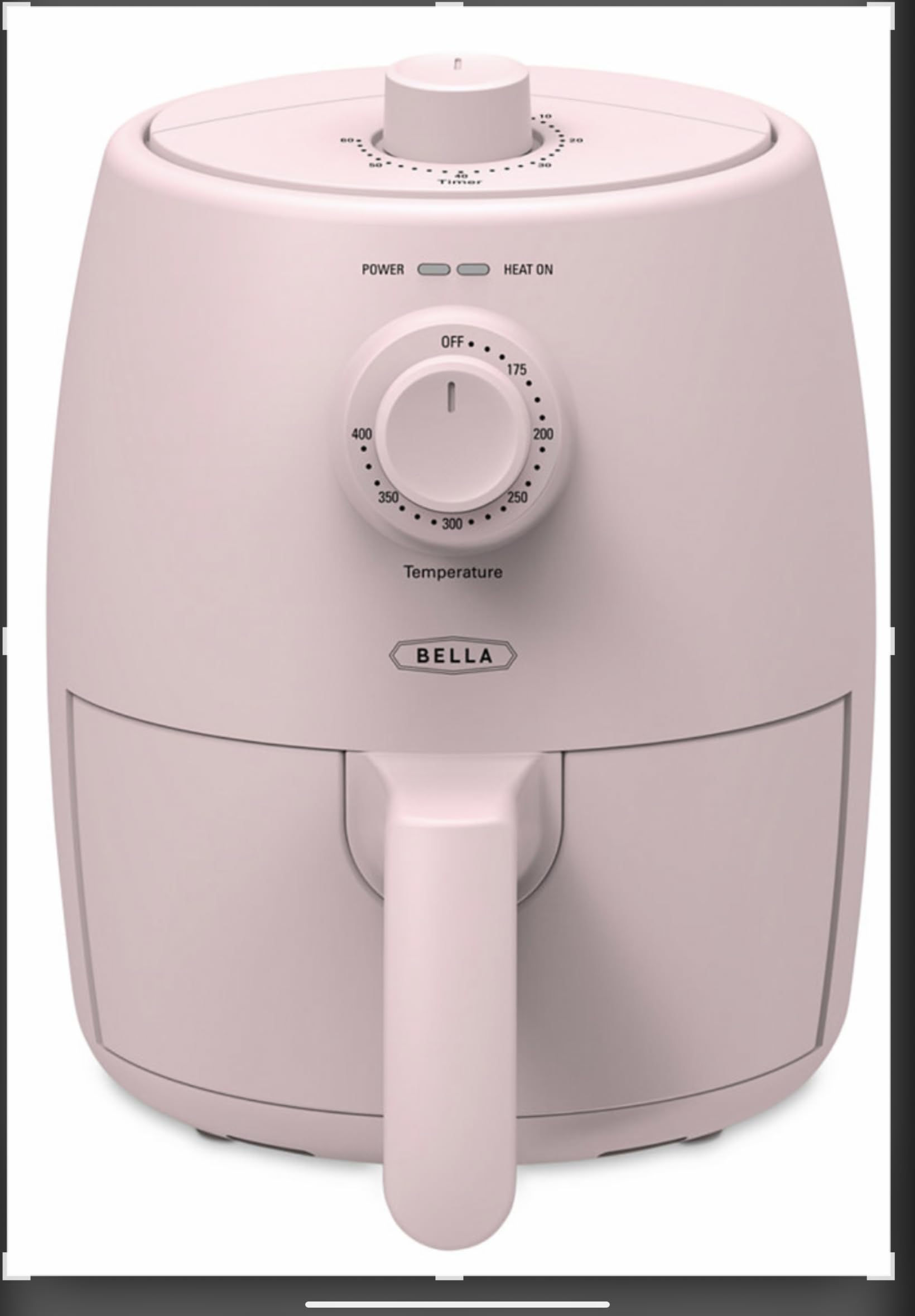 Bella 2-Quart Electric Air Fryer - Pink | Healthy Oil-Free Cooking for Small Families | Perfect for Roasting, Baking & Frying Chicken Wings, Fries & More