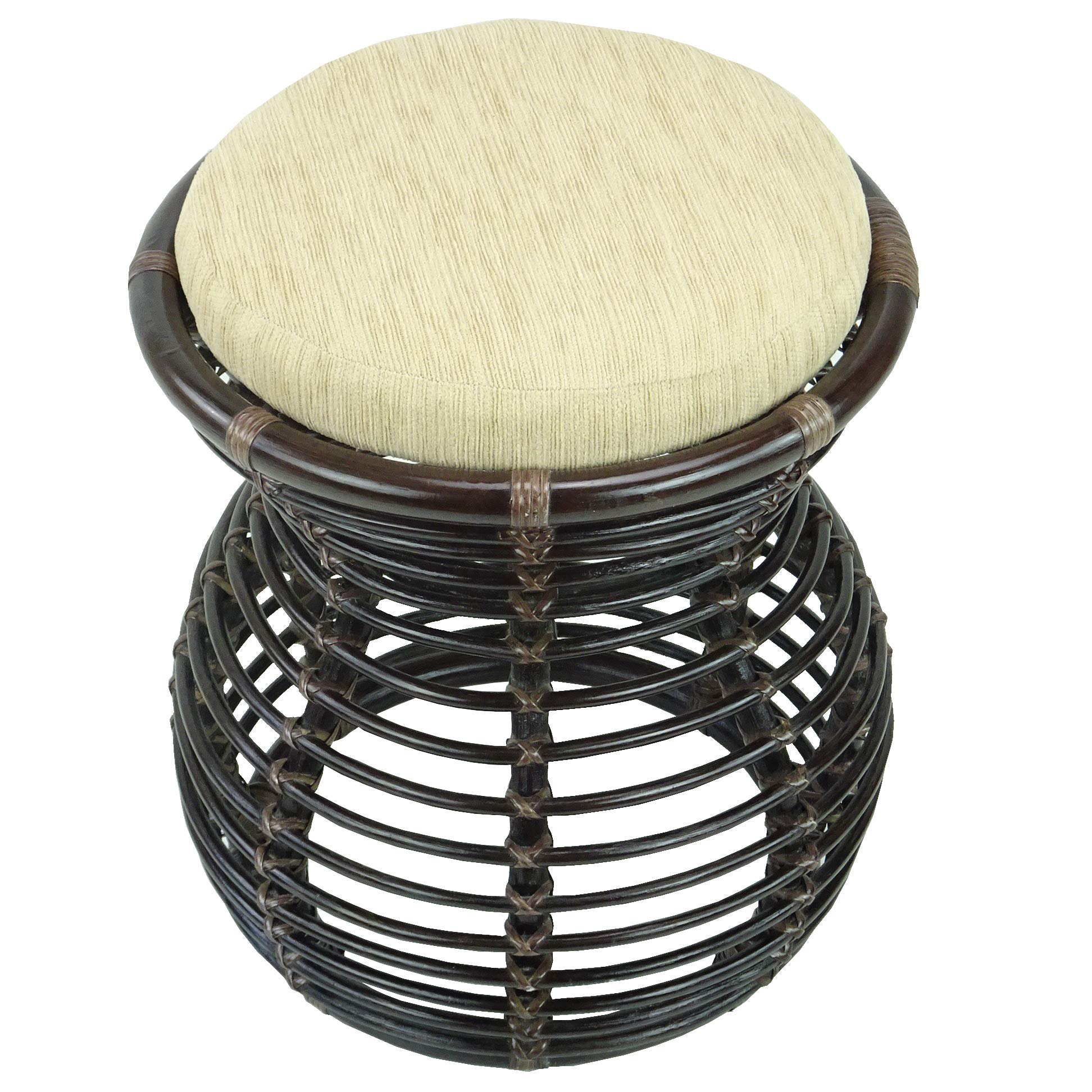 Handmade Natural Rattan Wicker Ottoman Stool - Eco-Friendly Vanity Seat for Bedroom, Living Room & Boho Decor - Cognac (Light Brown) - Perfect for Home, Apartment & Cozy Spaces