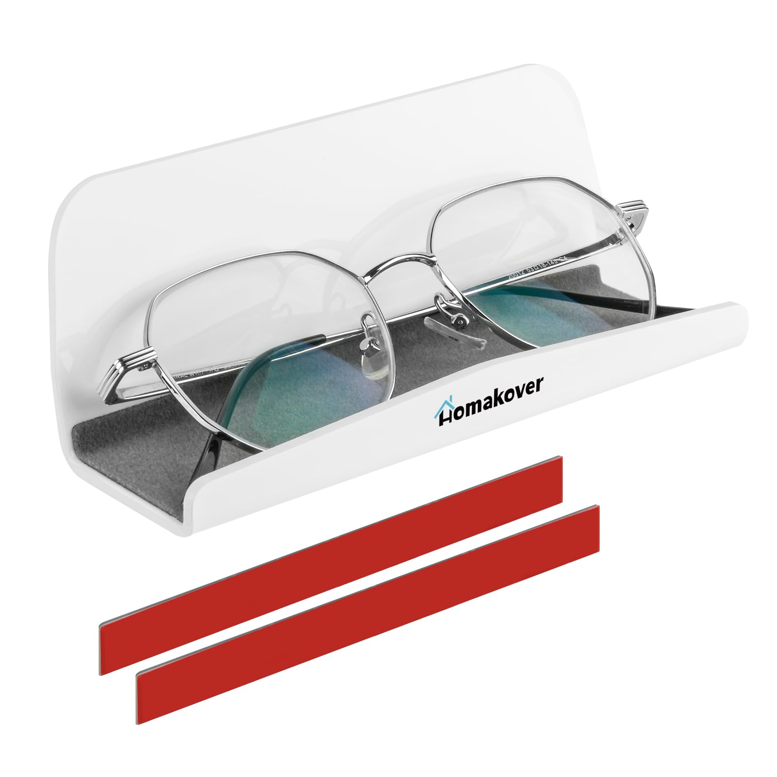 Bluecell Acrylic Wall-Mounted Glasses Holder - Reading Glasses & Sunglasses Organizer with Adhesive Tape (White) - Perfect for Home Office, Bathroom, Bedroom & Entryway Organization