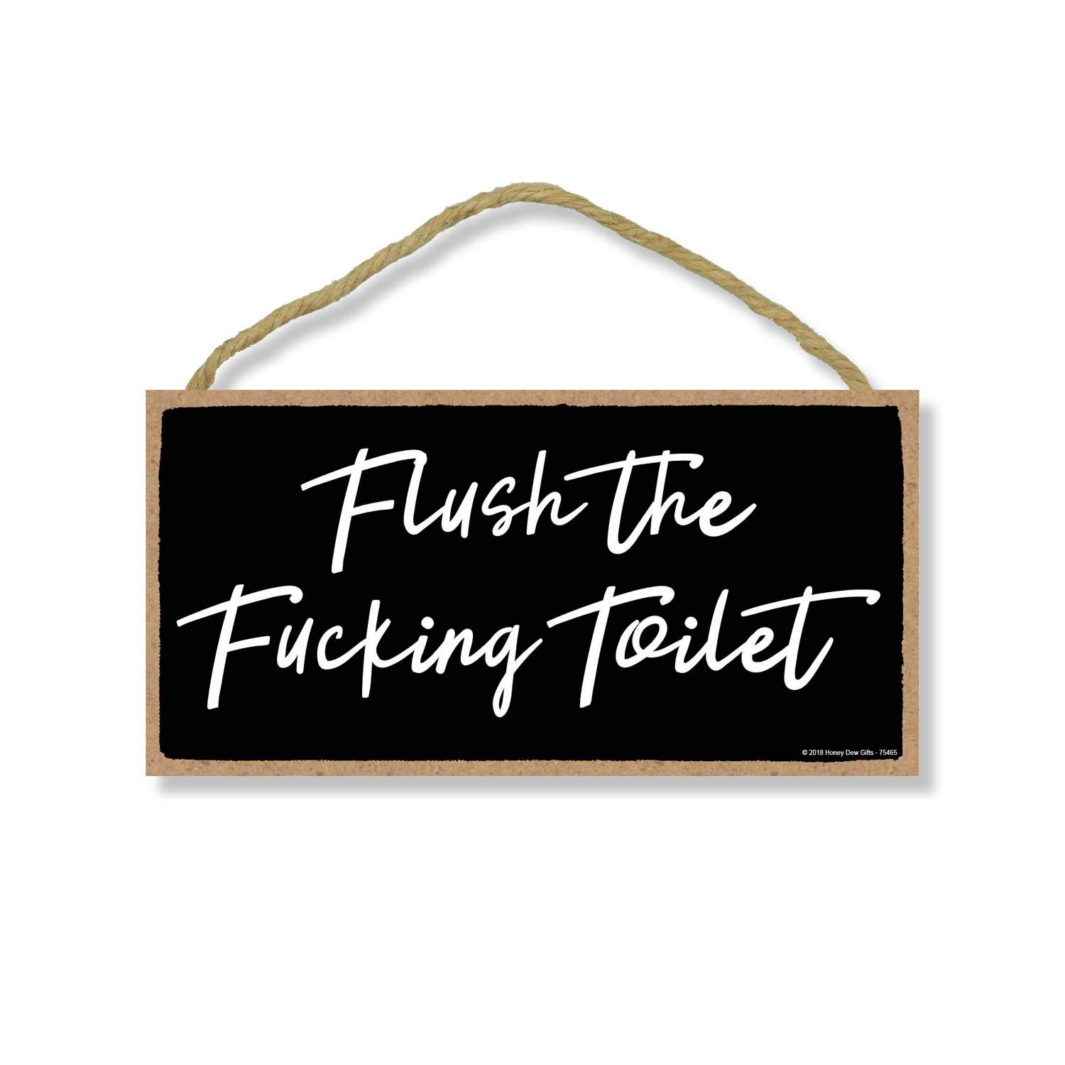 Funny Bathroom Wall Art - 'Flush the Toilet' Sign (10x5 Inches) | Humorous Bathroom Decor, Novelty Housewarming Gift for Home, Office or RV | Durable Bathroom Wall Decor with Modern Design