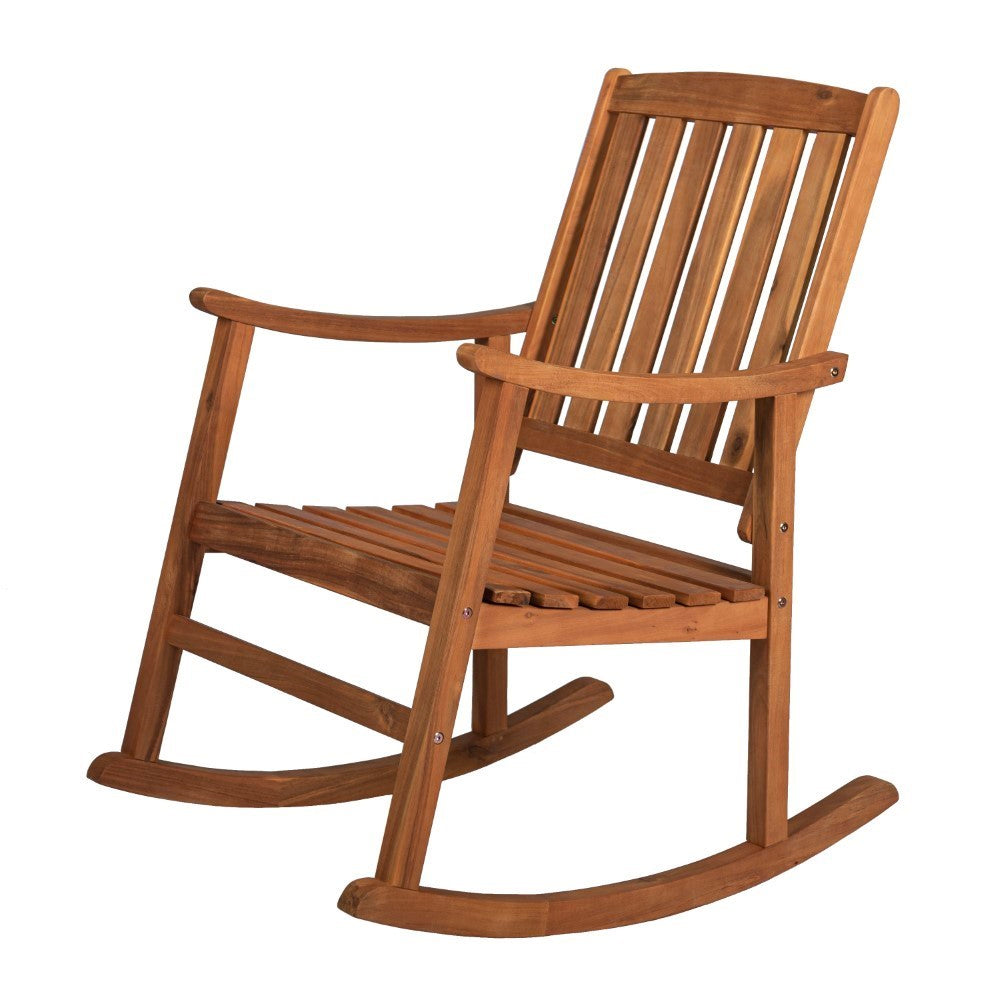 Penny Classic Slat Back 300 Lbs Support Acacia Wood Patio Outdoor Rocking Chair - Durable & Comfortable for Porch, Garden, Deck Relaxation