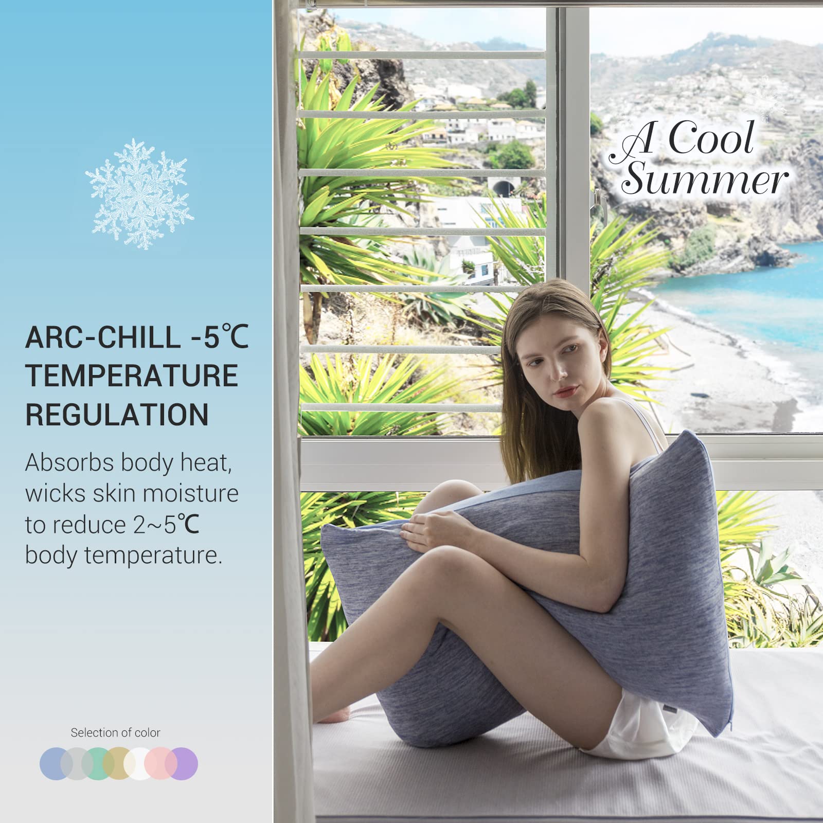 Arc Chill Pro Q Max 0.4 Cooling Pillowcases Set of 2 - Ultra Soft & Breathable for Hot Sleepers, Perfect for Summer Nights & Hot Flashes Relief