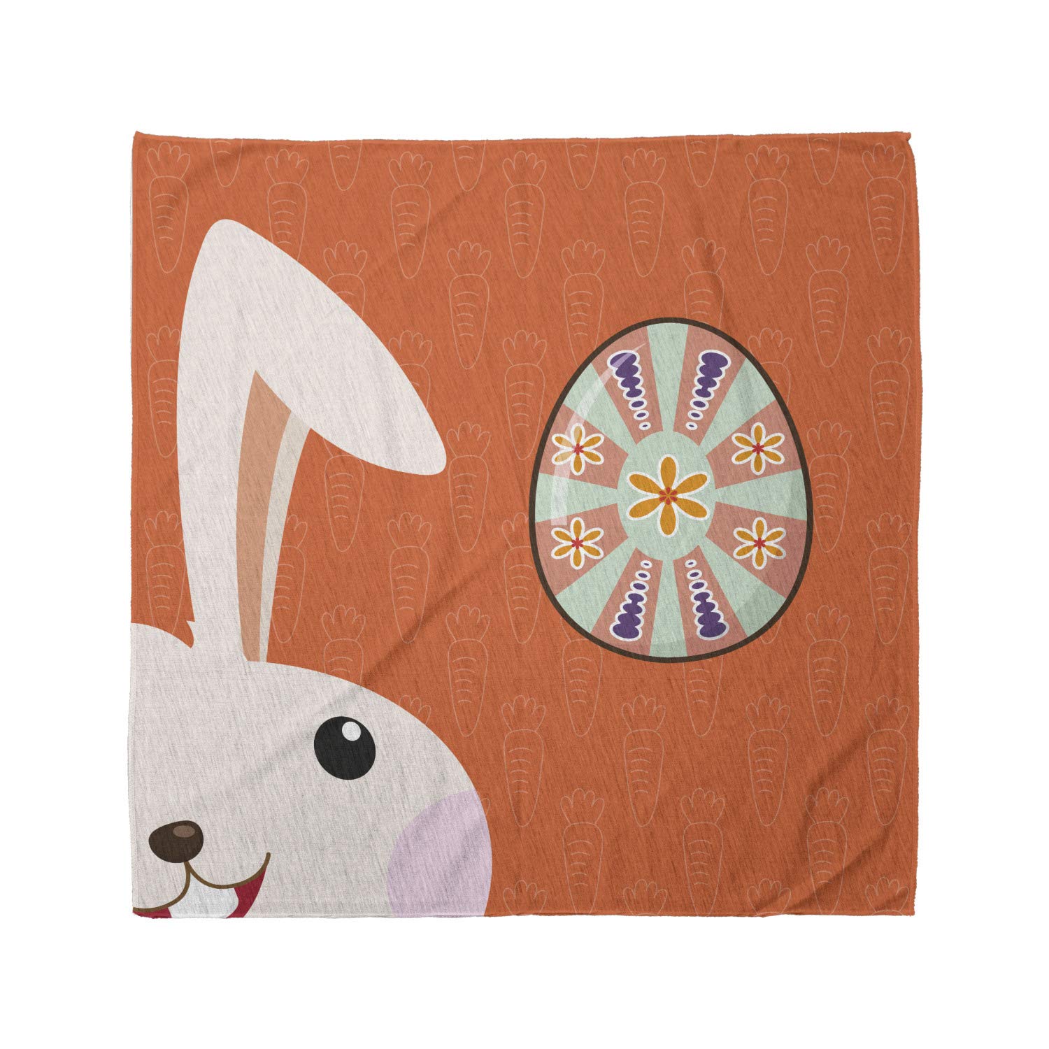 Ambesonne Bunny Bandana - Eastern Egg Rabbit on Carrots Print, Unisex Head & Neck Scarf for Men Women - Perfect for Easter, Pet Costumes, and Outdoor Activities