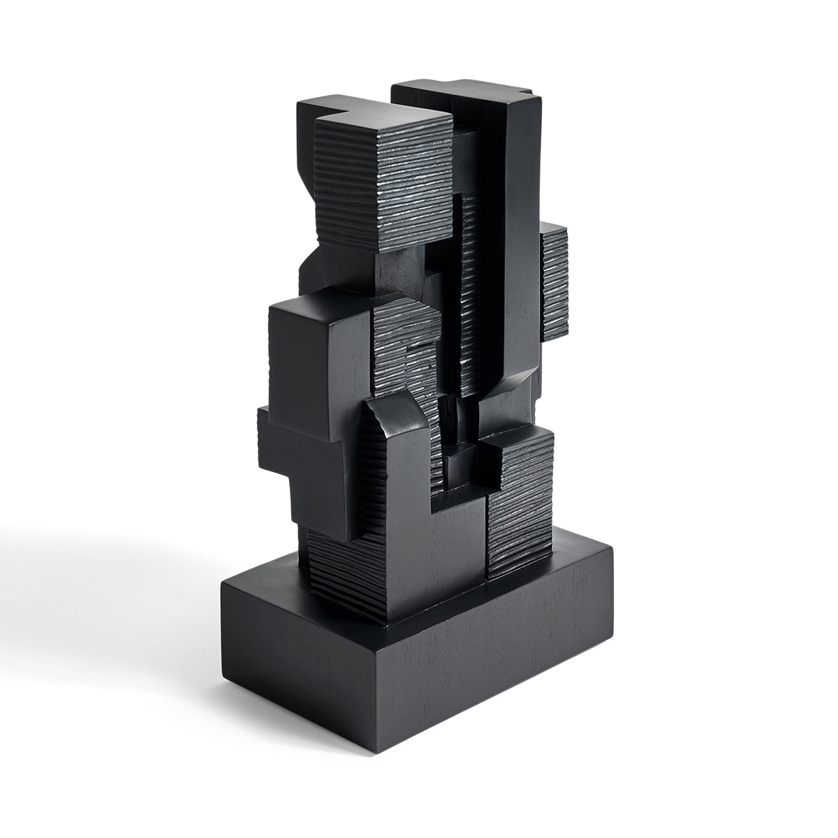Ethnicraft Modern Wooden Block Sculpture - Handcrafted Home Decor for Living Room, Bedroom & Office - Minimalist Art Piece for Shelf & Tabletop Display