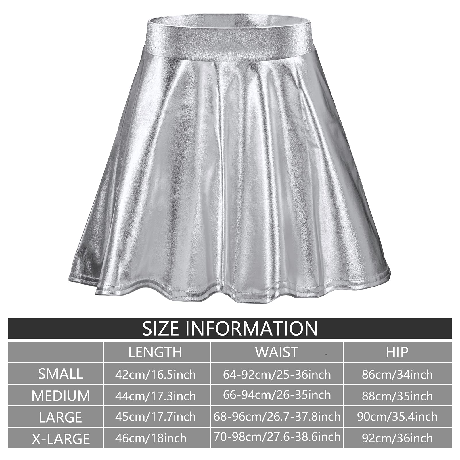 Sintege Halloween Alien Headband & Metallic Flared Pleated Skater Skirt - Women's Sci-Fi Costume Accessories for Halloween Party, Cosplay & Themed Events
