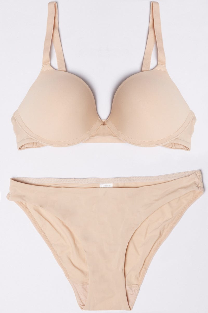 Sexy Beige Lingerie Set for Women - Lace Bra & Panty Set - Perfect for Valentine's Day, Honeymoon & Romantic Nights