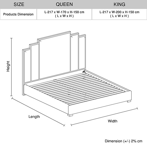Luxe Austin King Bed Frame in Turquoise - Modern Upholstered Platform Bed with Wooden Slats for Bedroom, Guest Room, or Master Suite